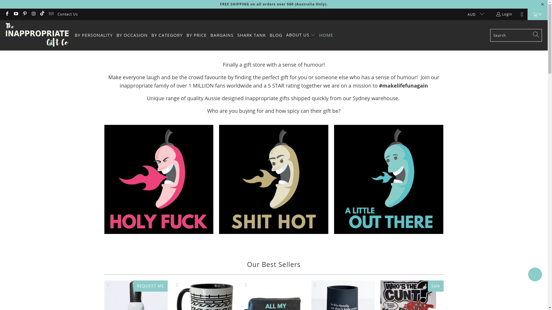 website screenshot of https://theinappropriategiftco.com/