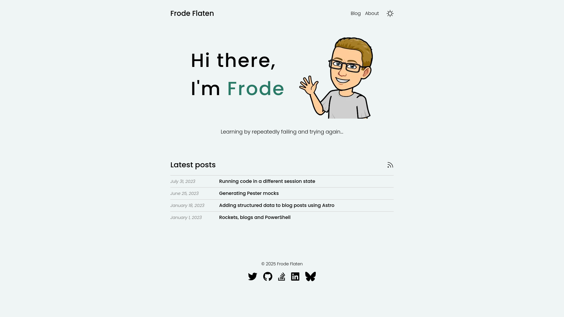 website screenshot of https://frodeflaten.pages.dev/