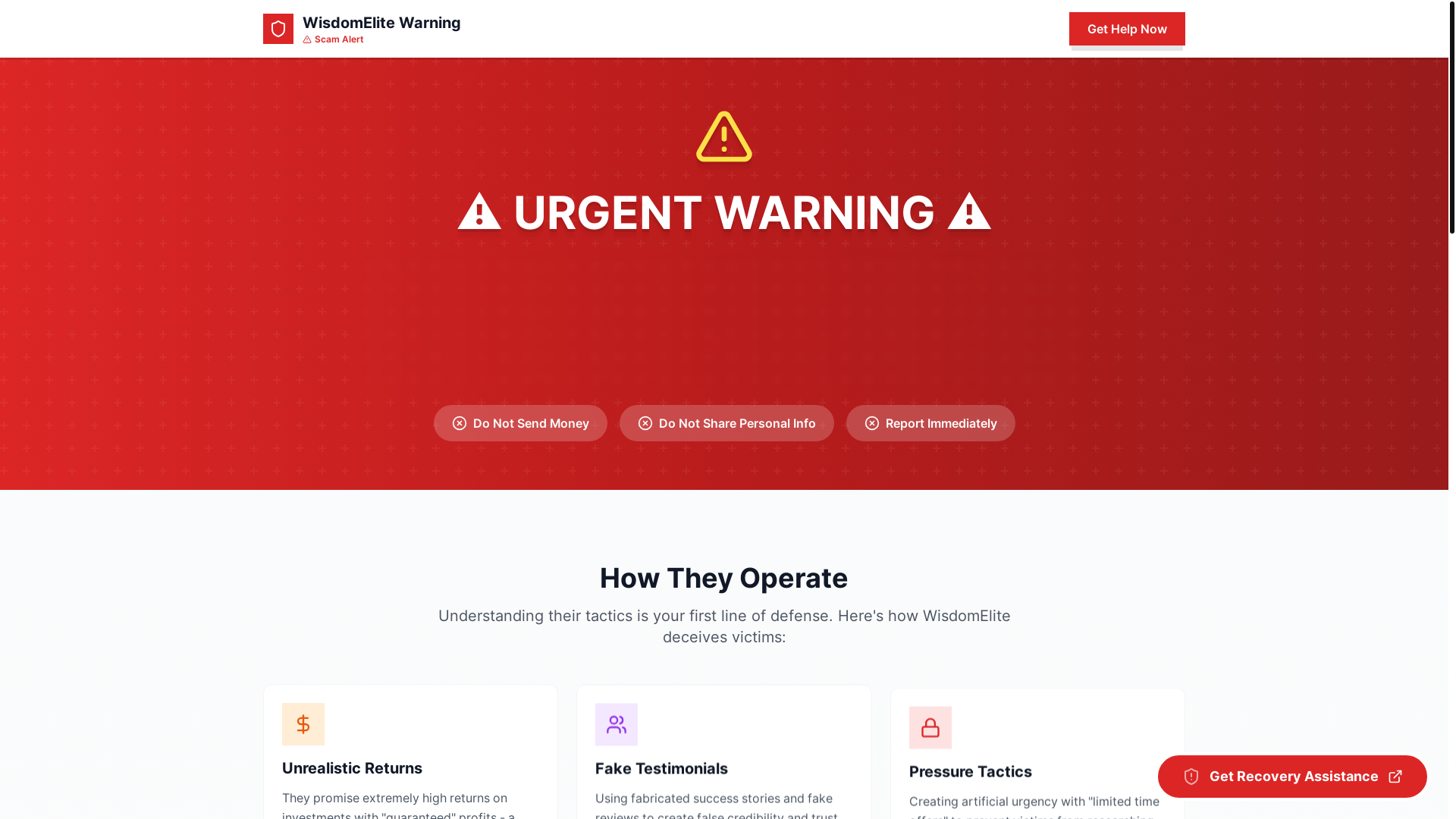 website screenshot of https://wisdomelite.online/