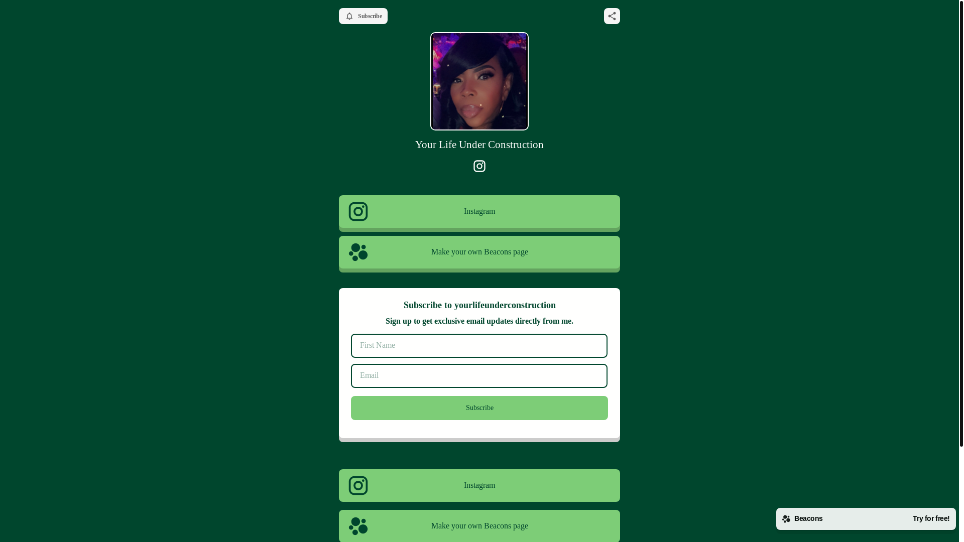 website screenshot of https://yourlifeunderconstruction.store/
