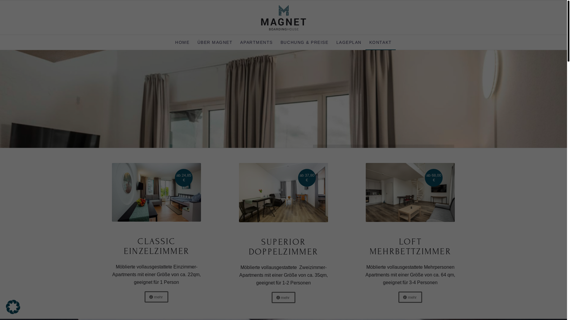 website screenshot of https://magnet-boardinghouse.de/
