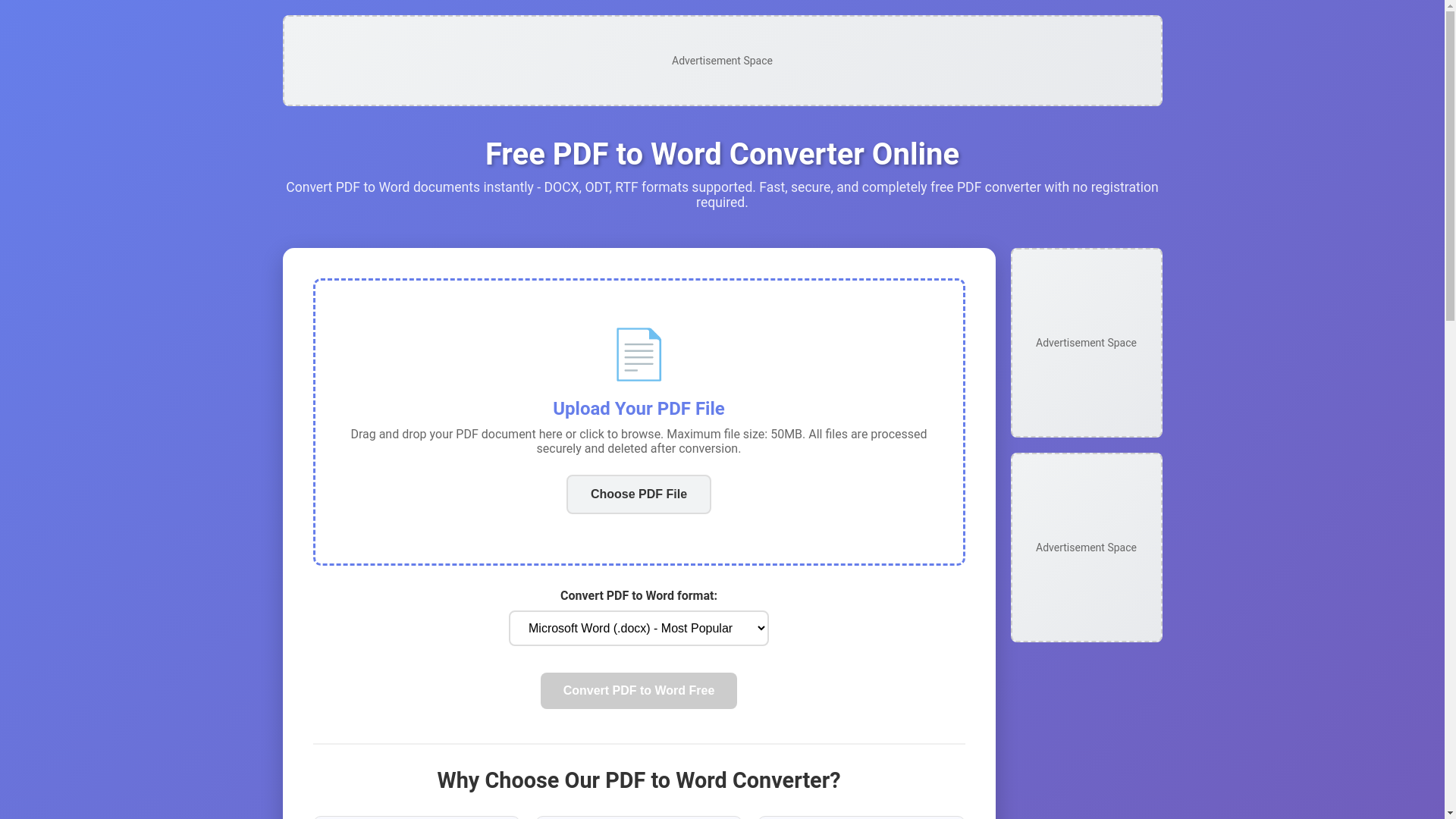 website screenshot of https://thepdfconverter.org/