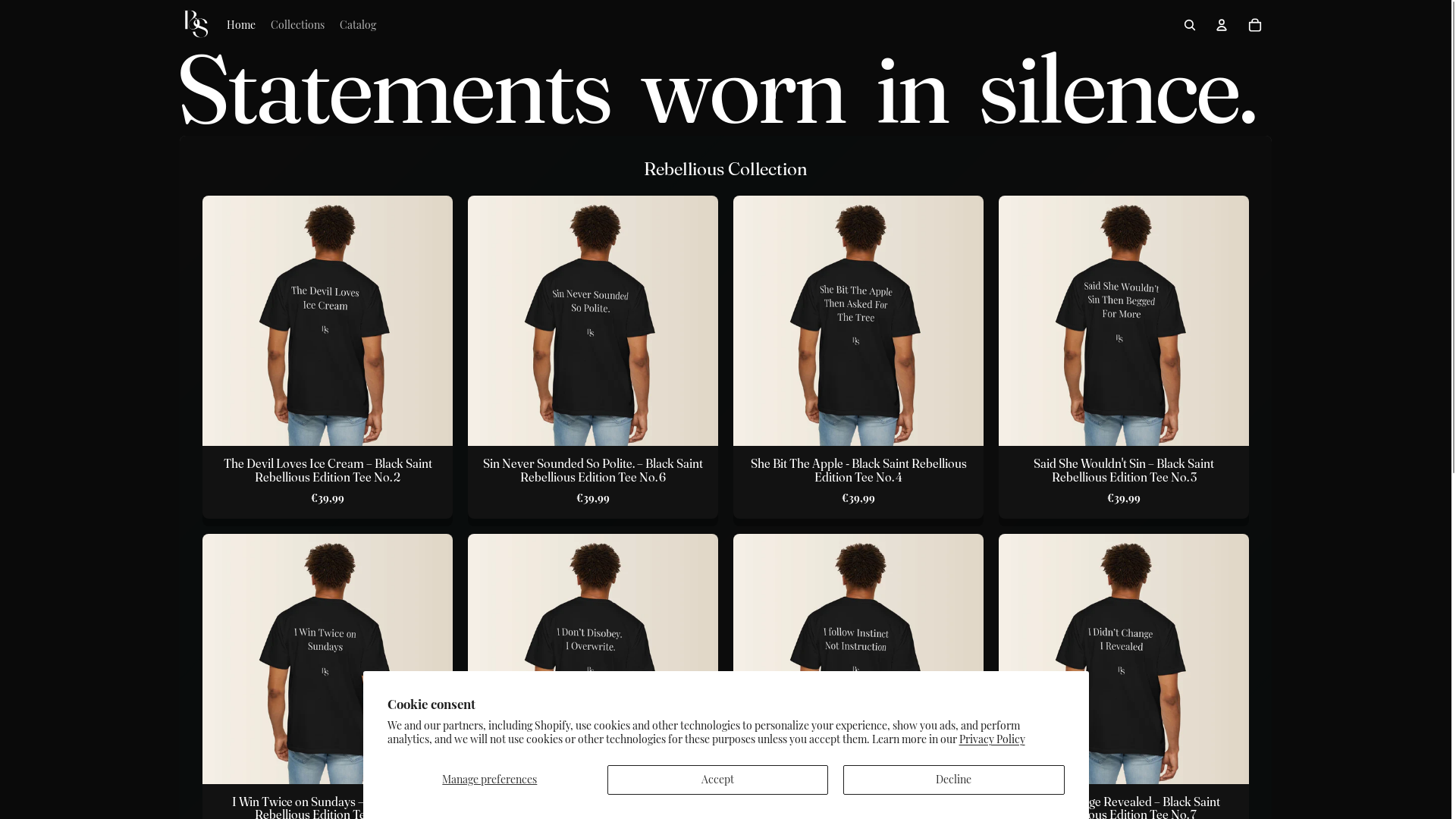 website screenshot of https://blacksaint.co/