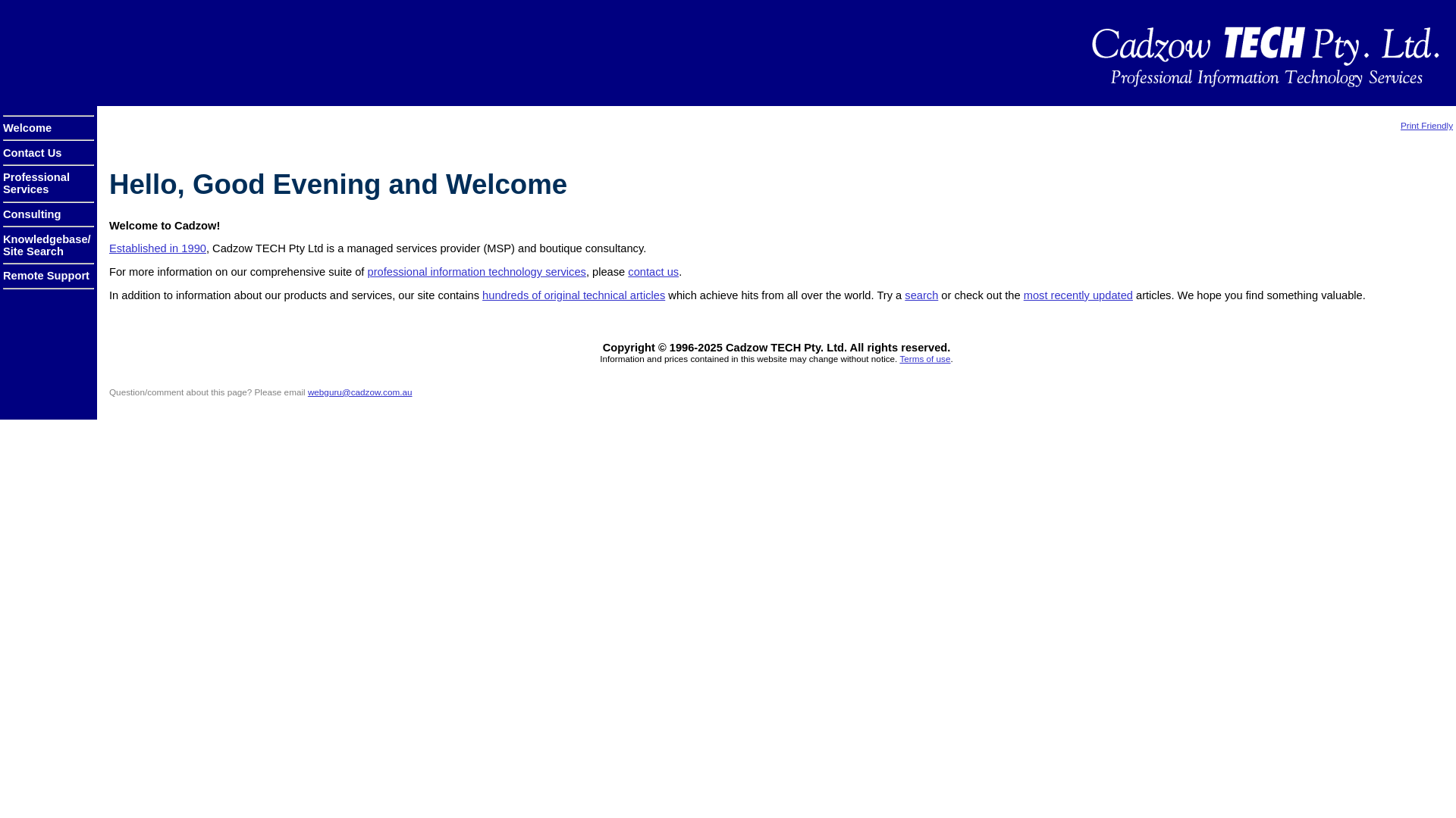 website screenshot of https://cadzow.com.au/