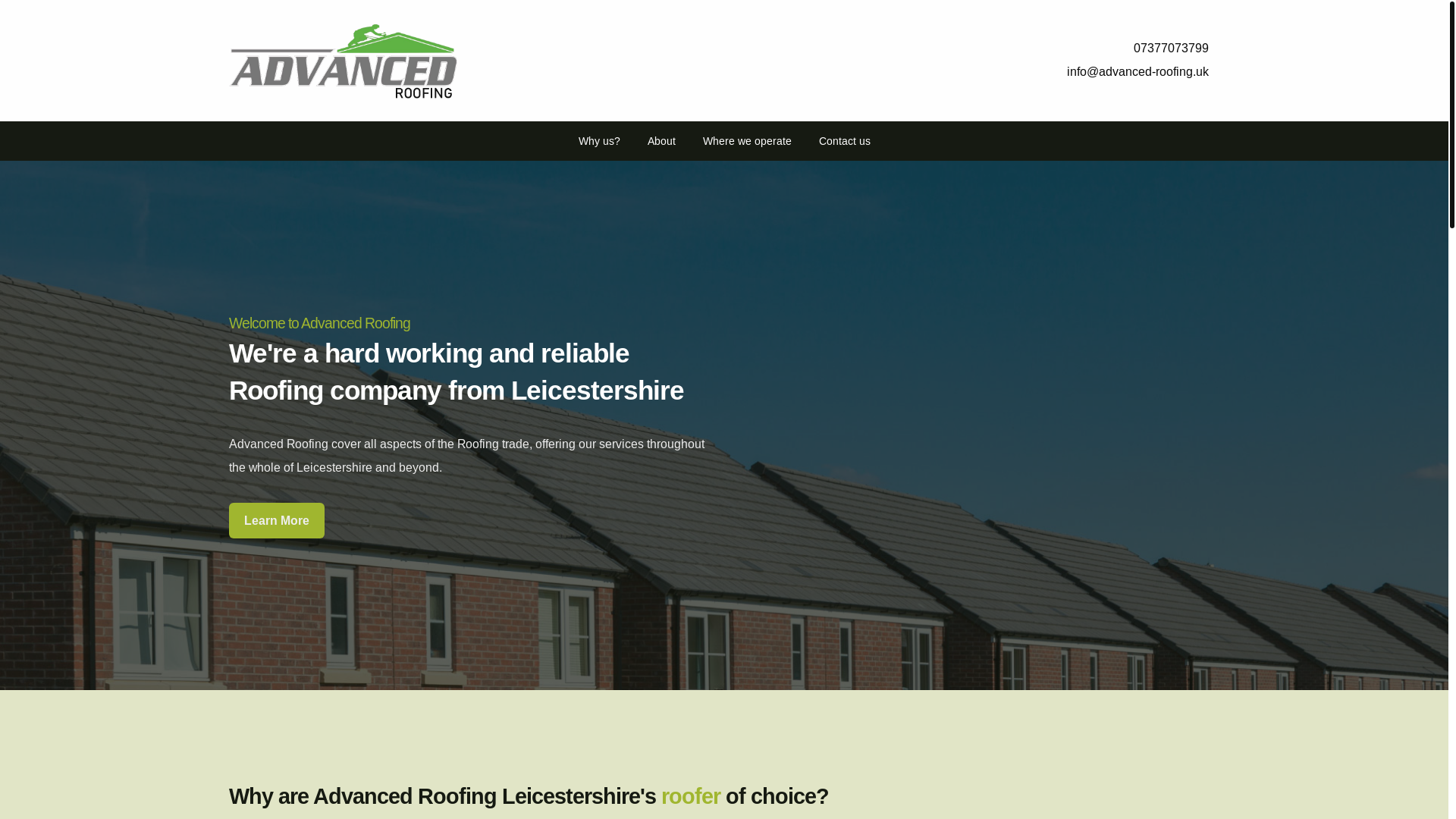 website screenshot of https://advanced-roofing.uk/