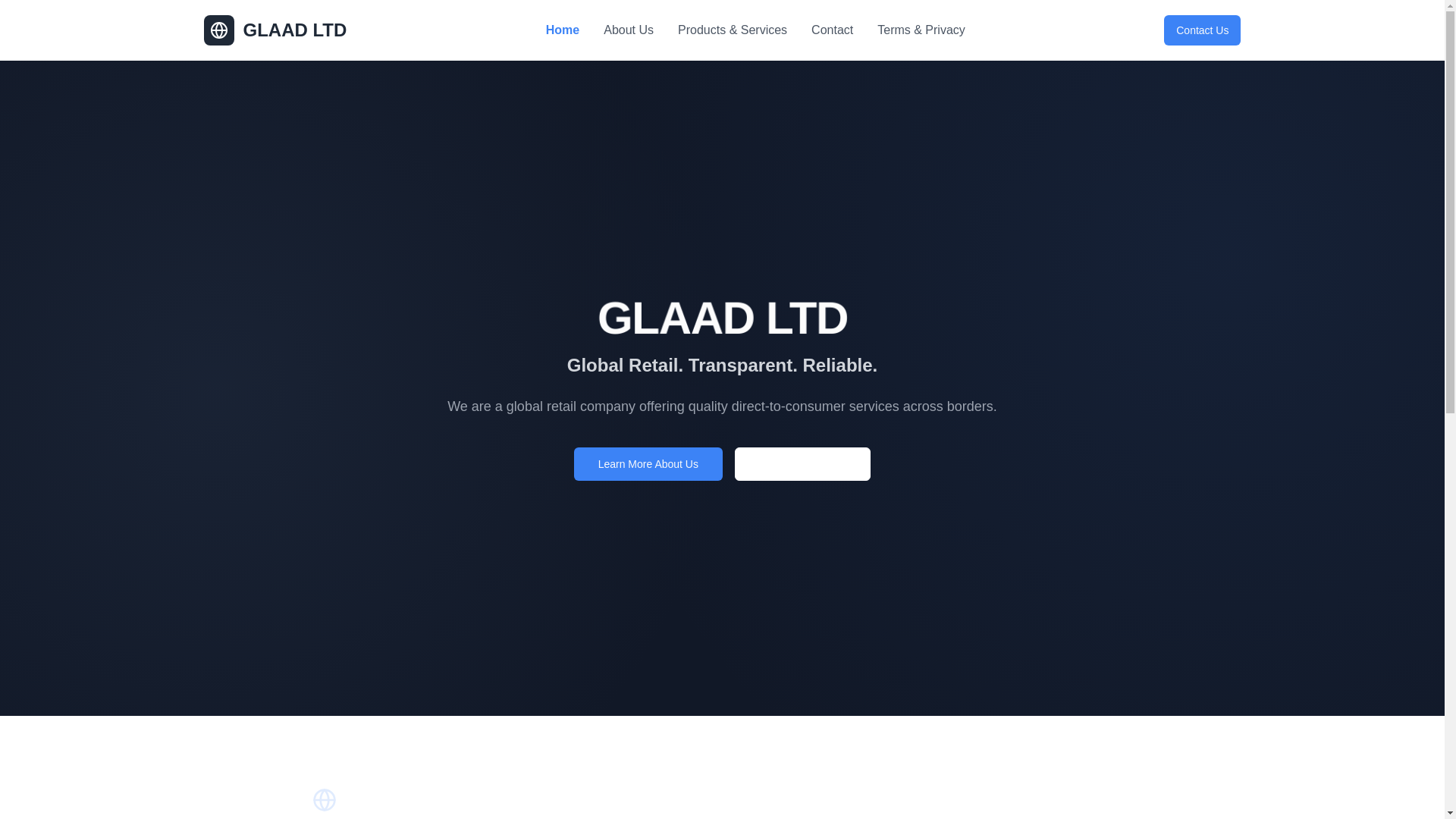 website screenshot of https://glaadltd.store/
