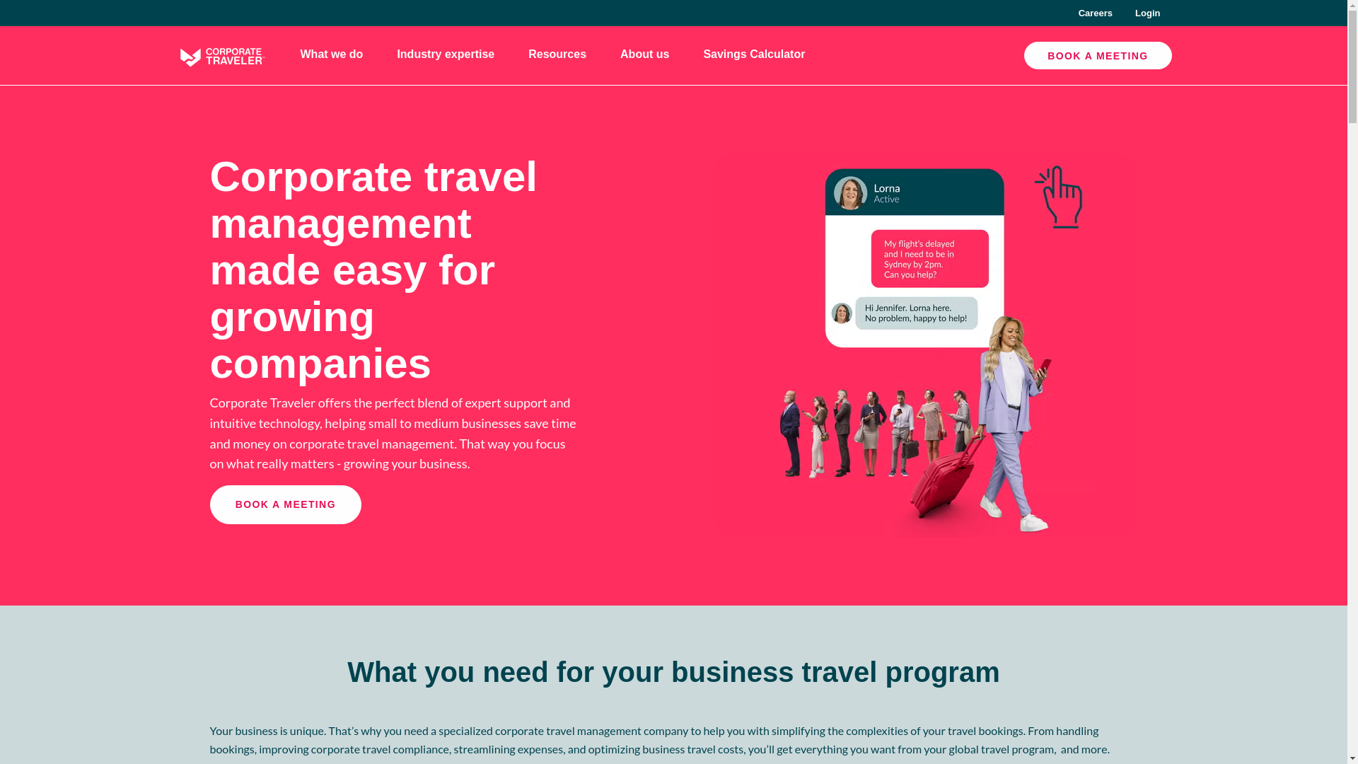 website screenshot of https://www.corptraveller.com/