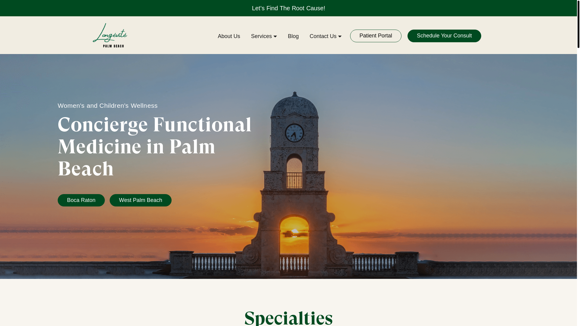 website screenshot of https://longevitepalmbeach.com/