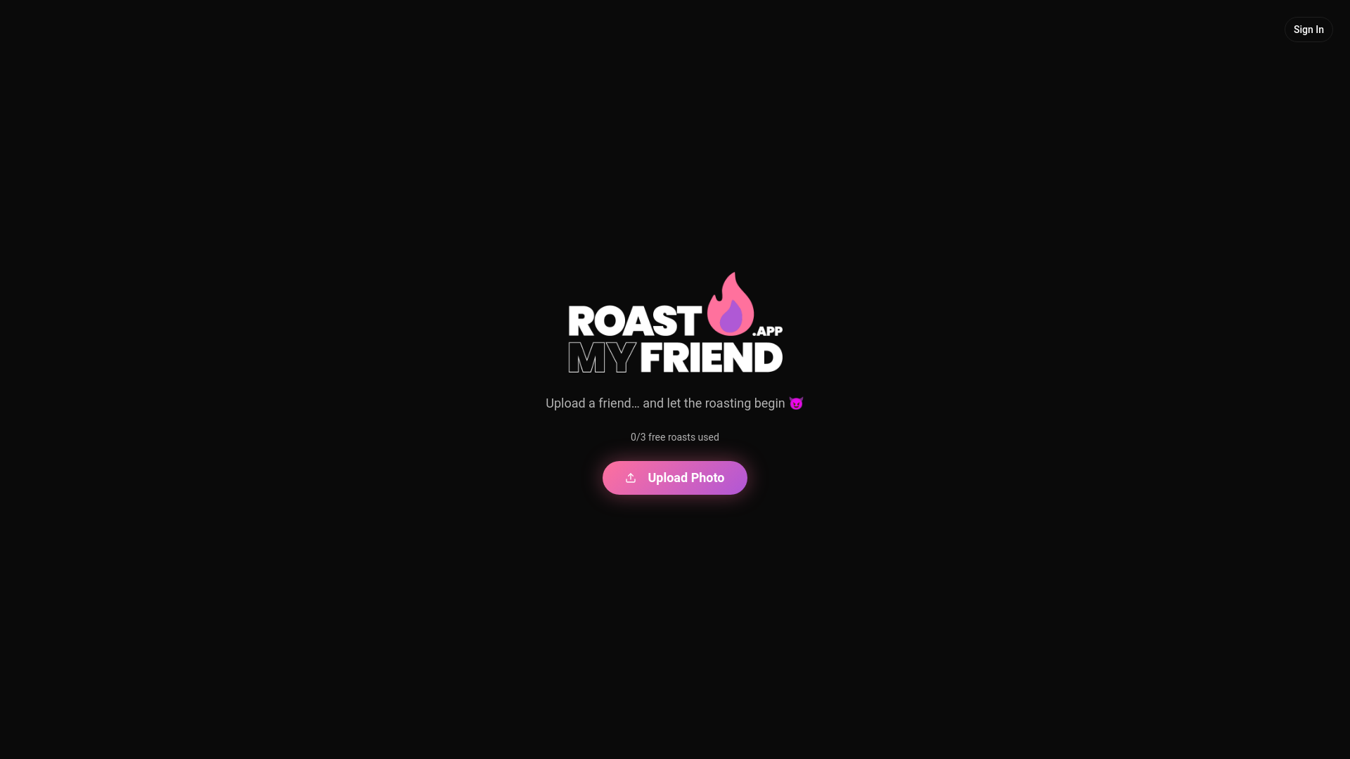 website screenshot of https://roastmyfriend.app/