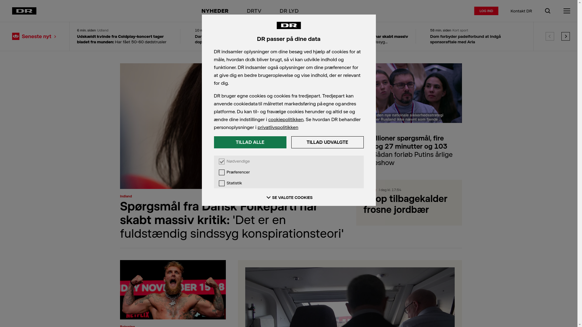 website screenshot of https://dr.dk/