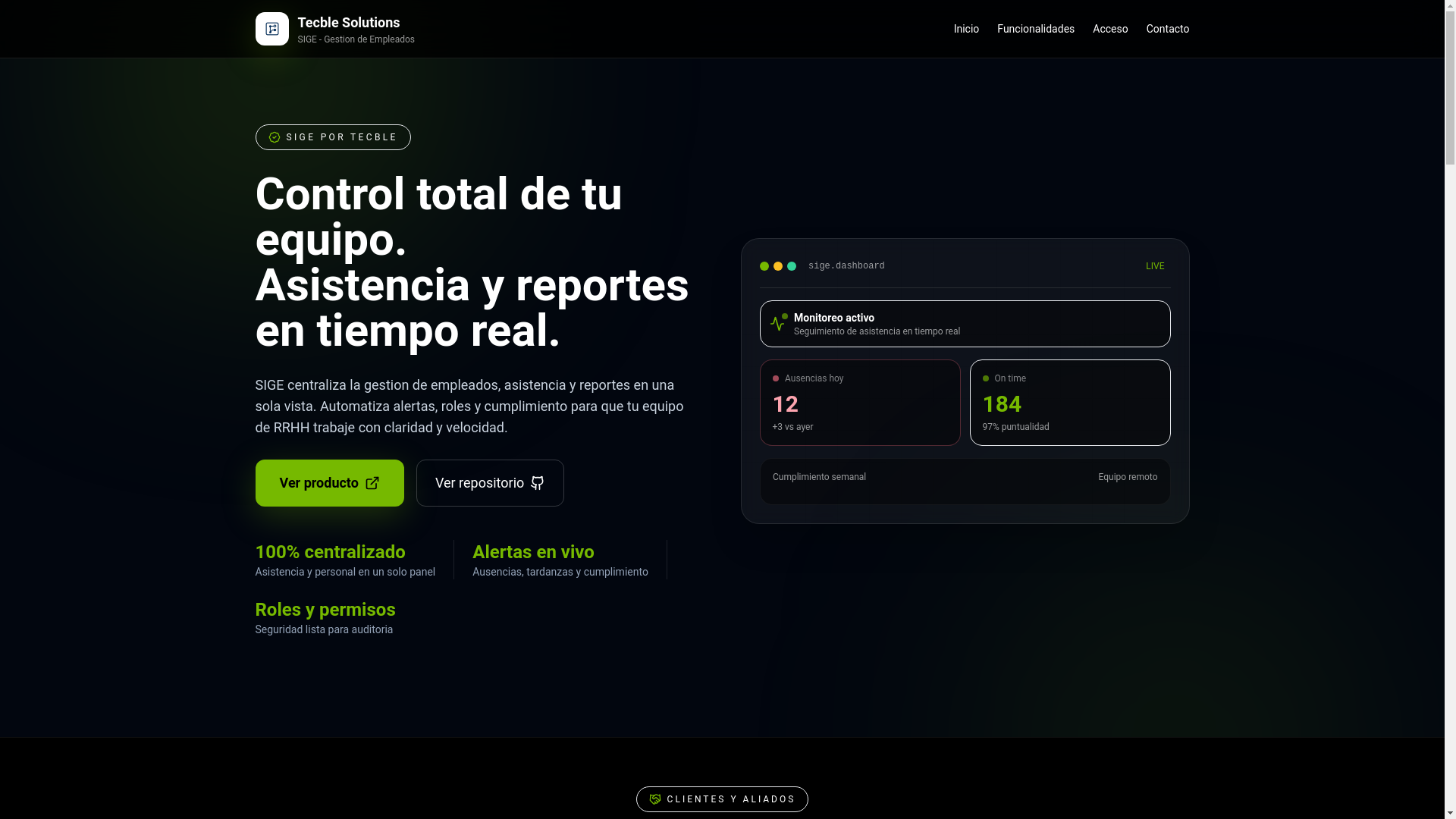 website screenshot of https://tecble.online/