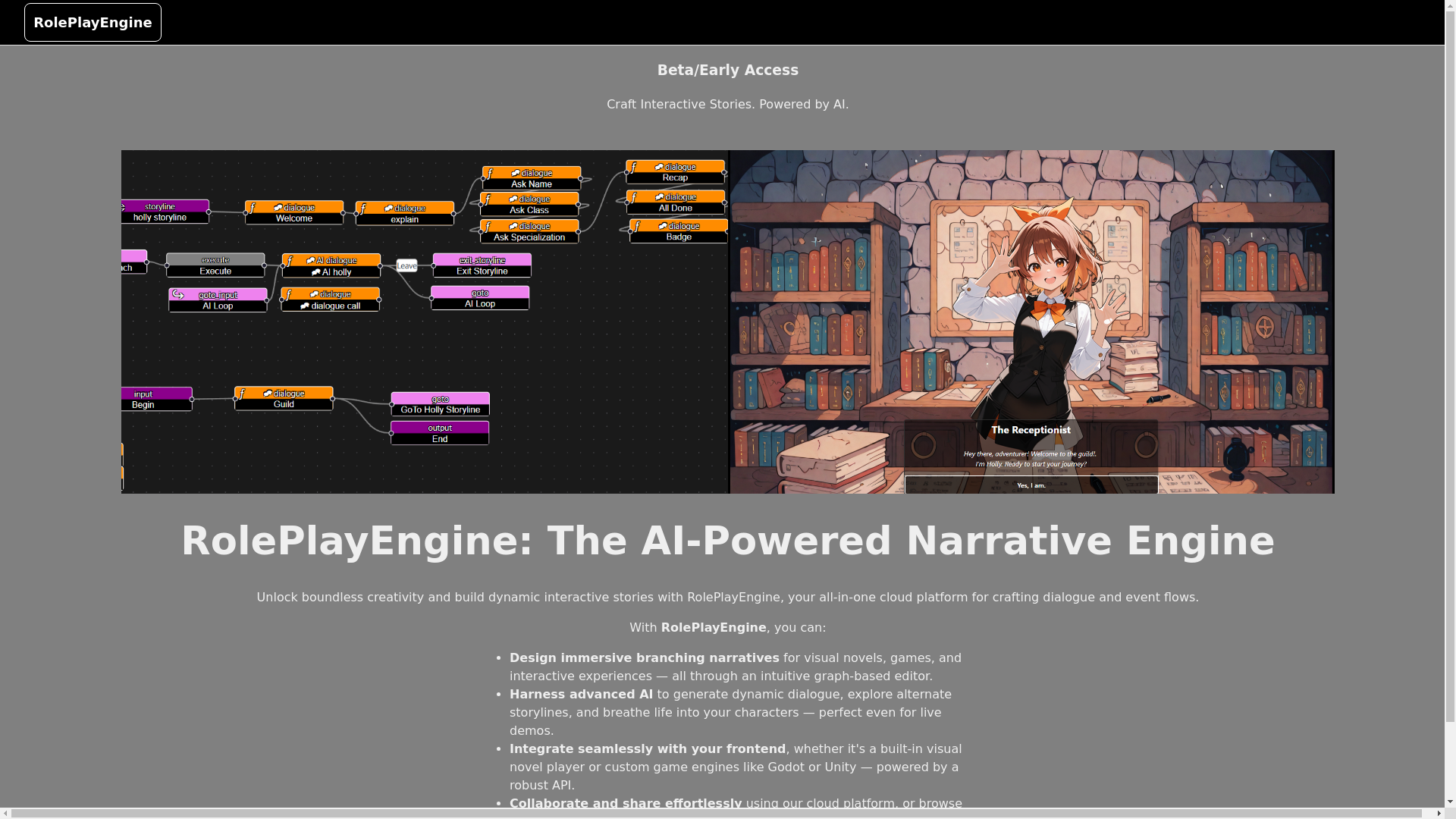 website screenshot of https://roleplayengine.com/