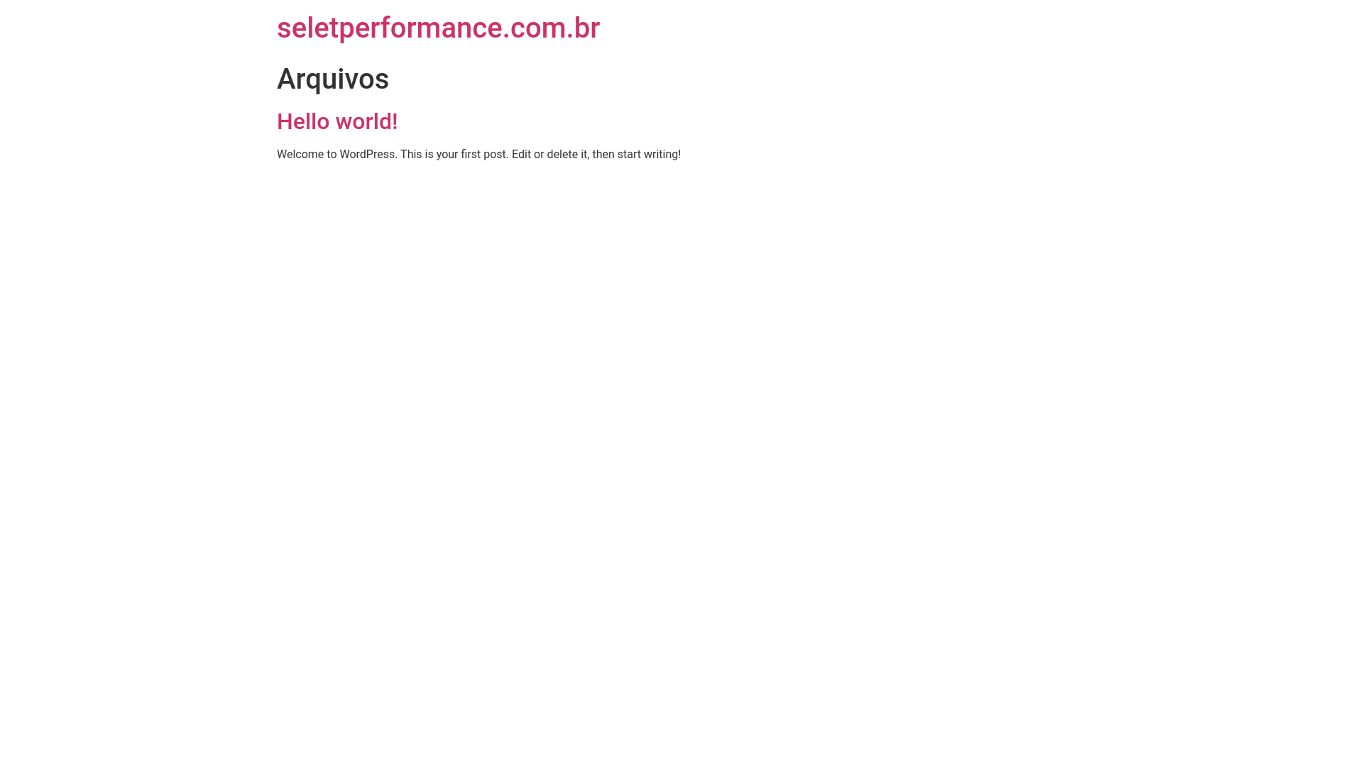 website screenshot of https://seletperformance.com.br/