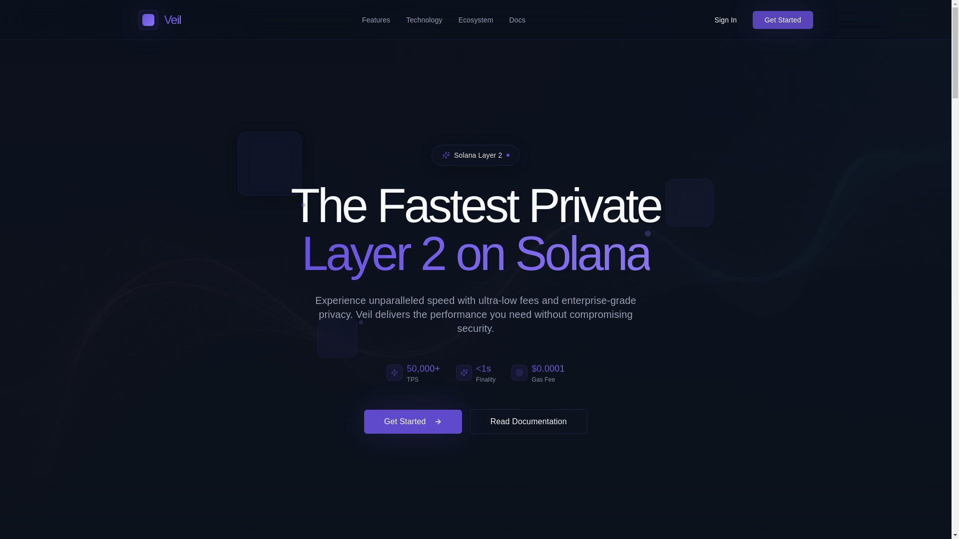 website screenshot of https://veilchain.xyz/