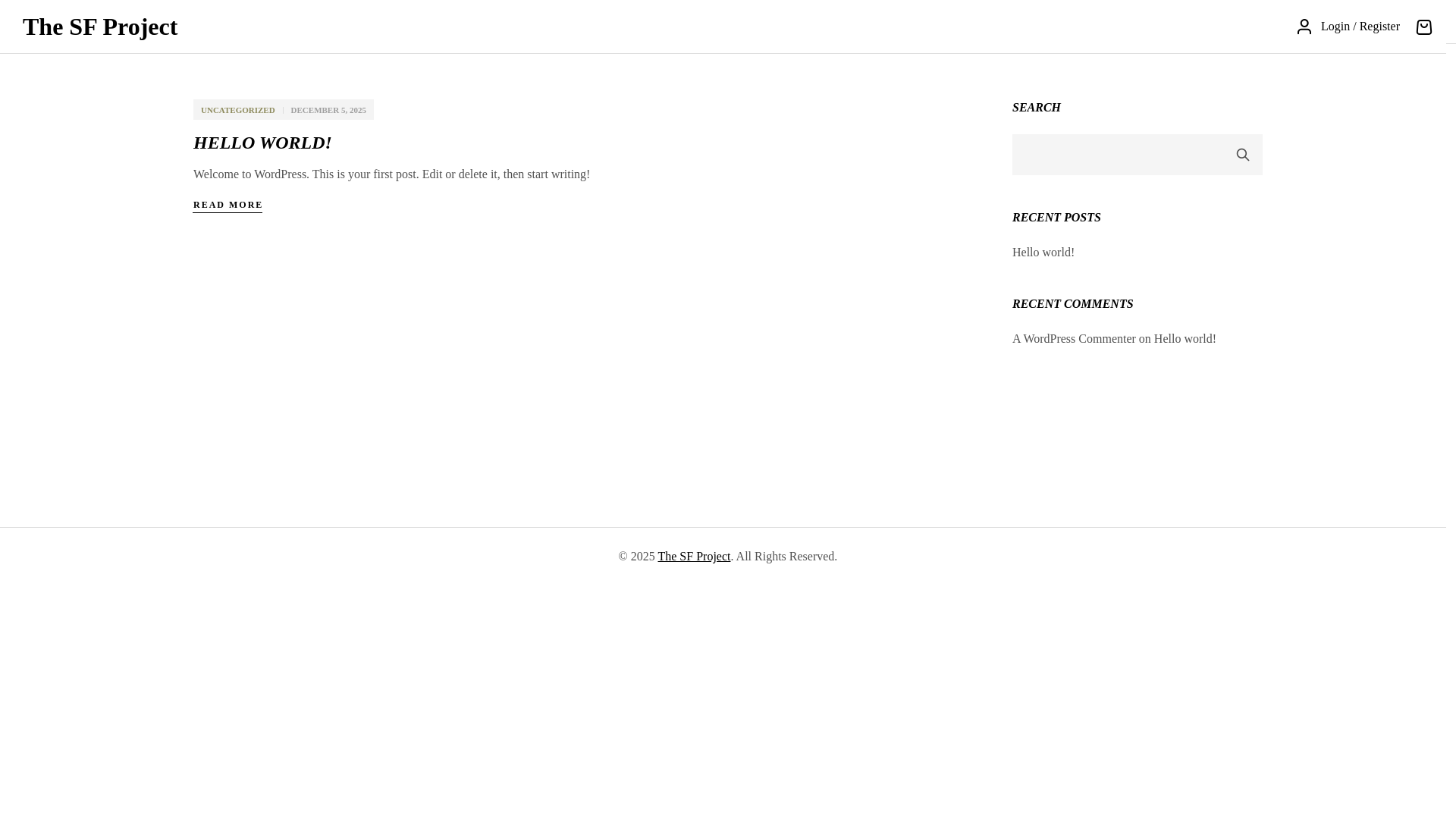 website screenshot of https://thesfproject.store/