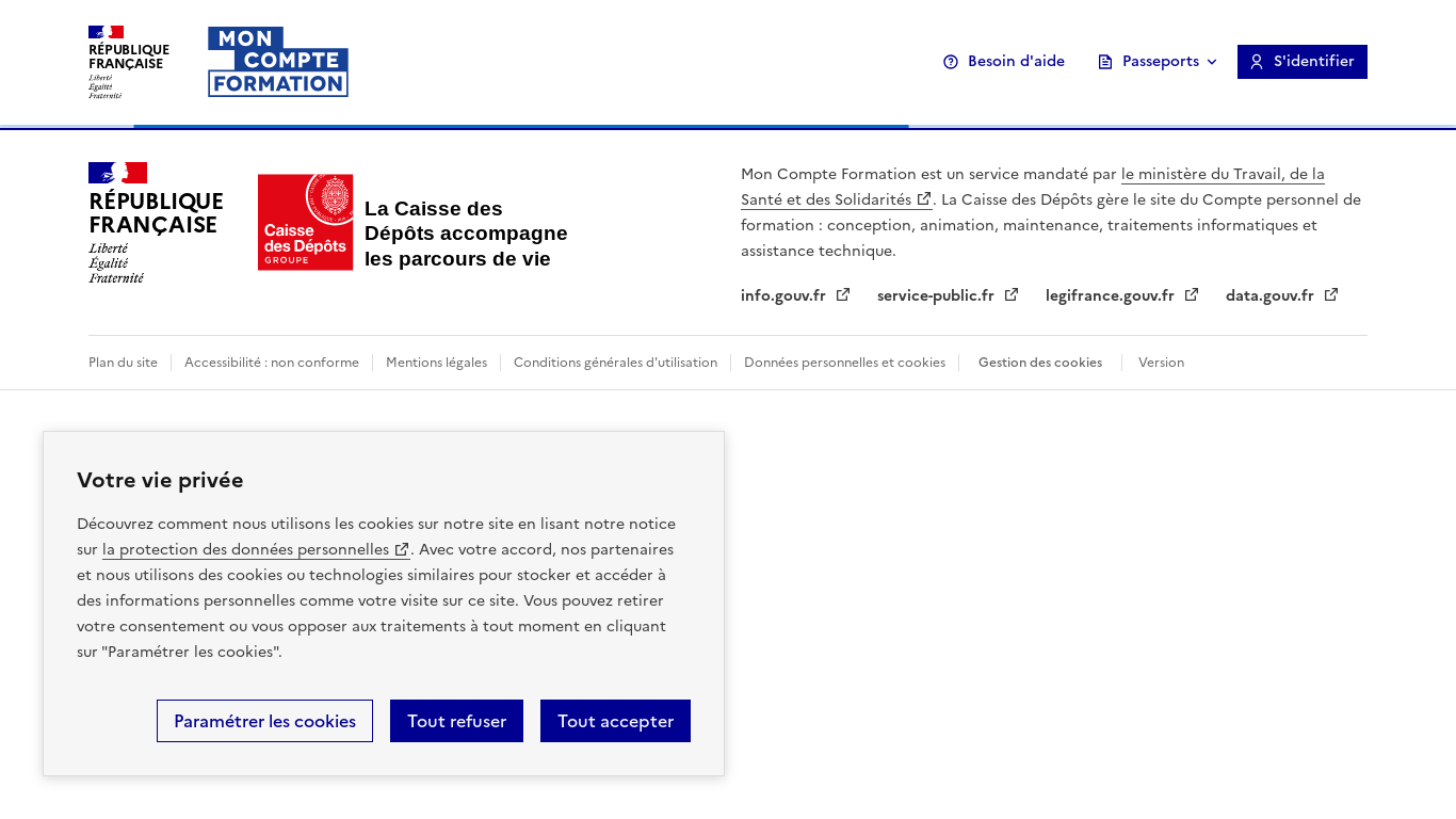 website screenshot of https://www.moncompteformation.gouv.fr/espace-prive/html/