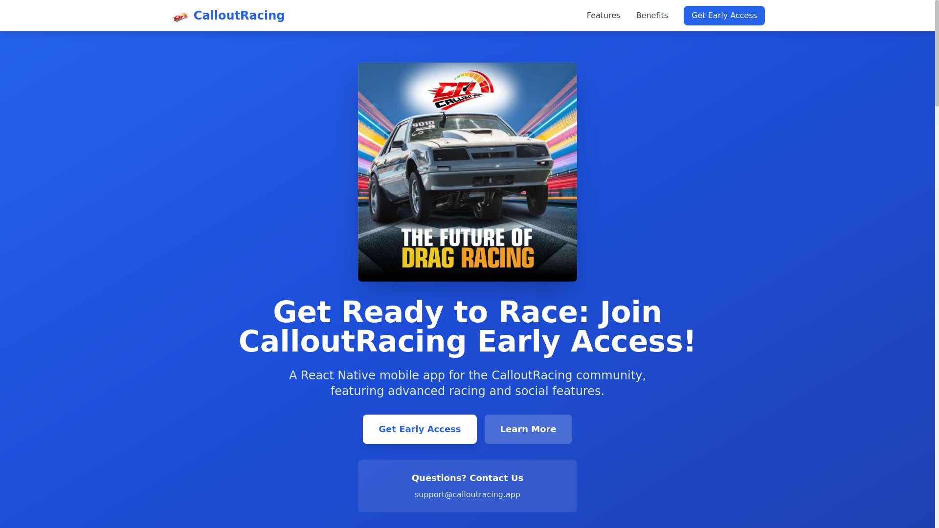 website screenshot of https://calloutracing.app/