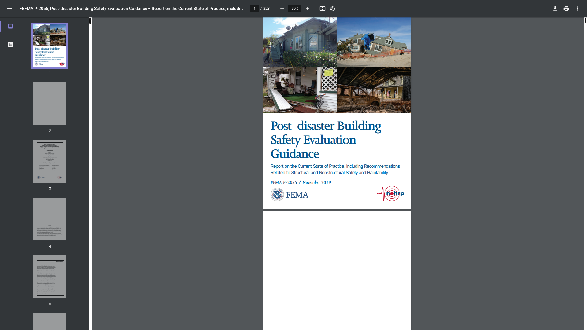 website screenshot of https://www.fema.gov/sites/default/files/2020-07/fema_p-2055_post-disaster_buildingsafety_evaluation_2019.pdf