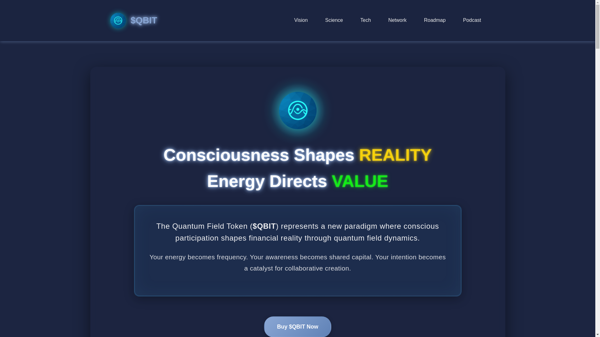 website screenshot of https://quantumfieldtoken.io/