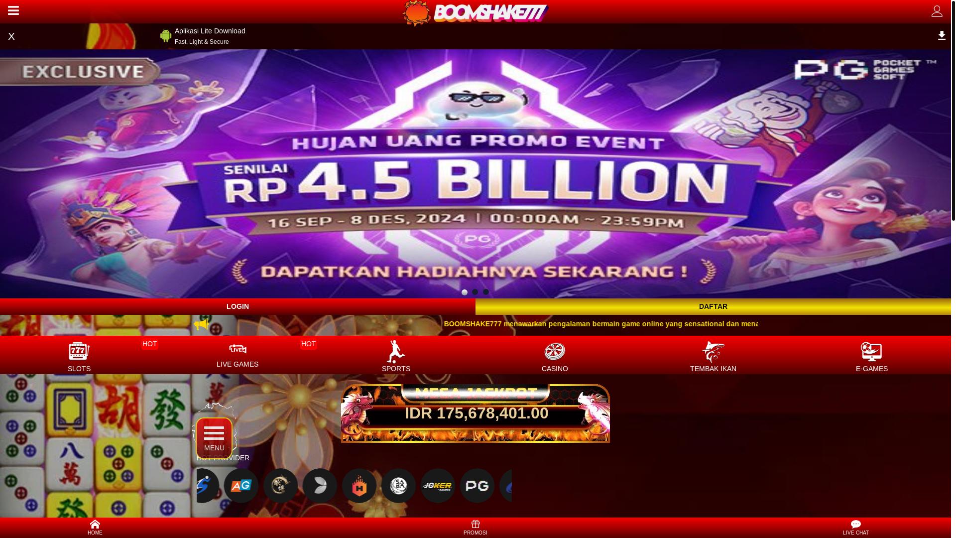 website screenshot of https://boomshake777.biz.id/