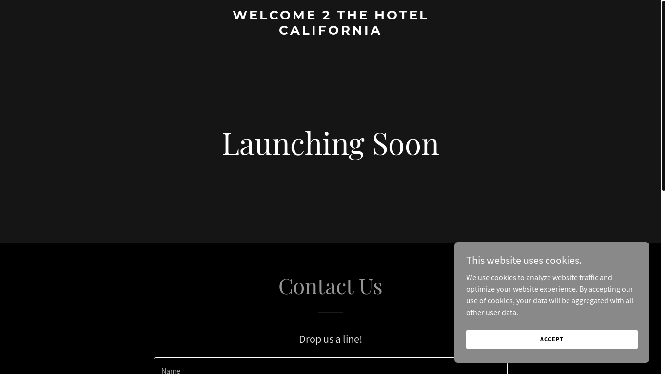 website screenshot of https://welcome2thehotelcalifornia.com/