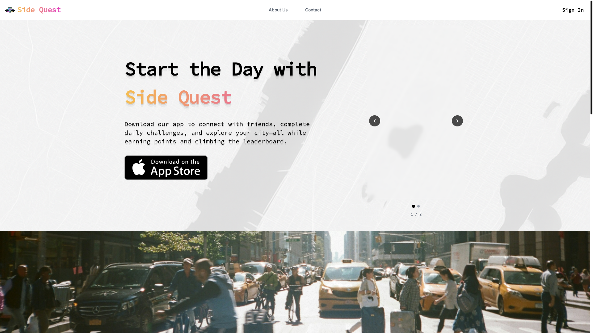 website screenshot of https://sidequesttheapp.pages.dev/