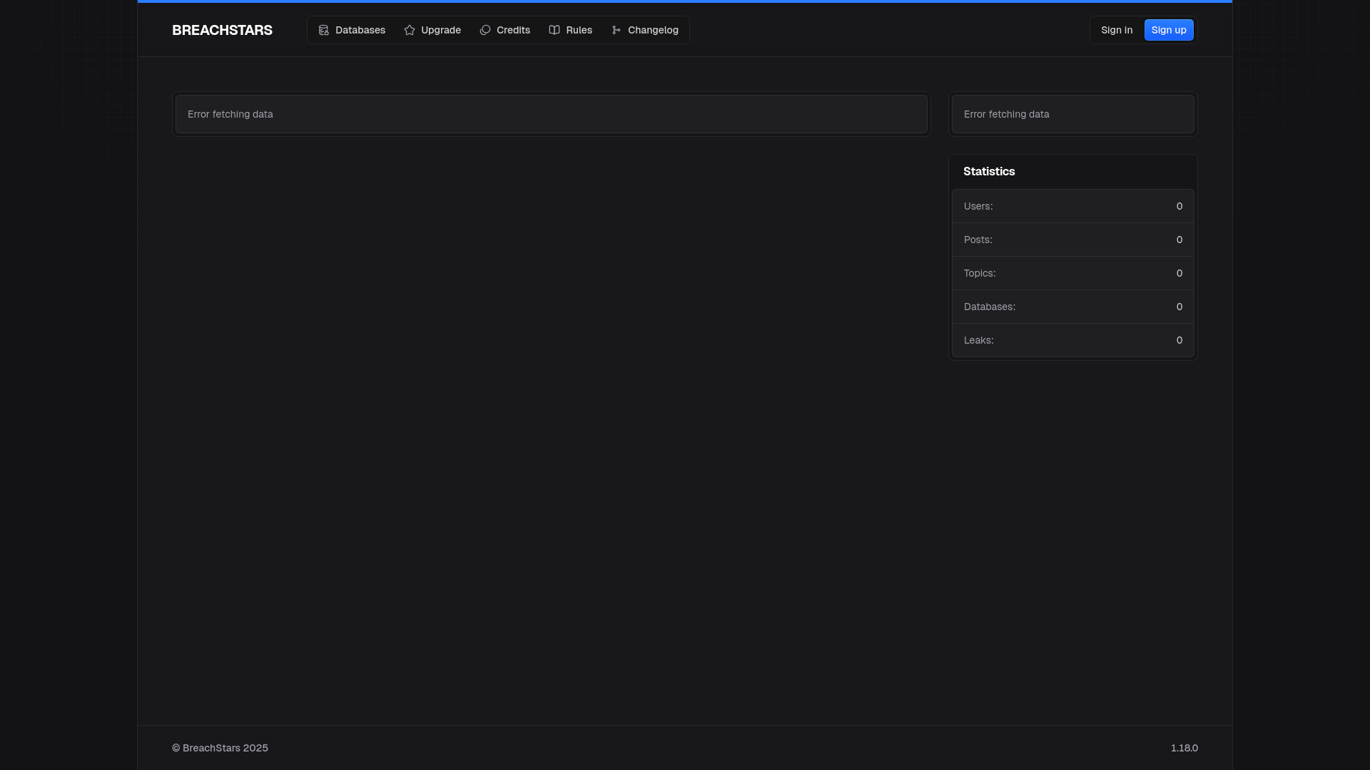website screenshot of https://breachstars.hn/