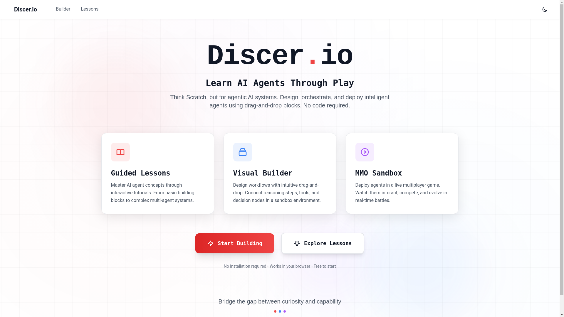 website screenshot of https://discerio.tech/