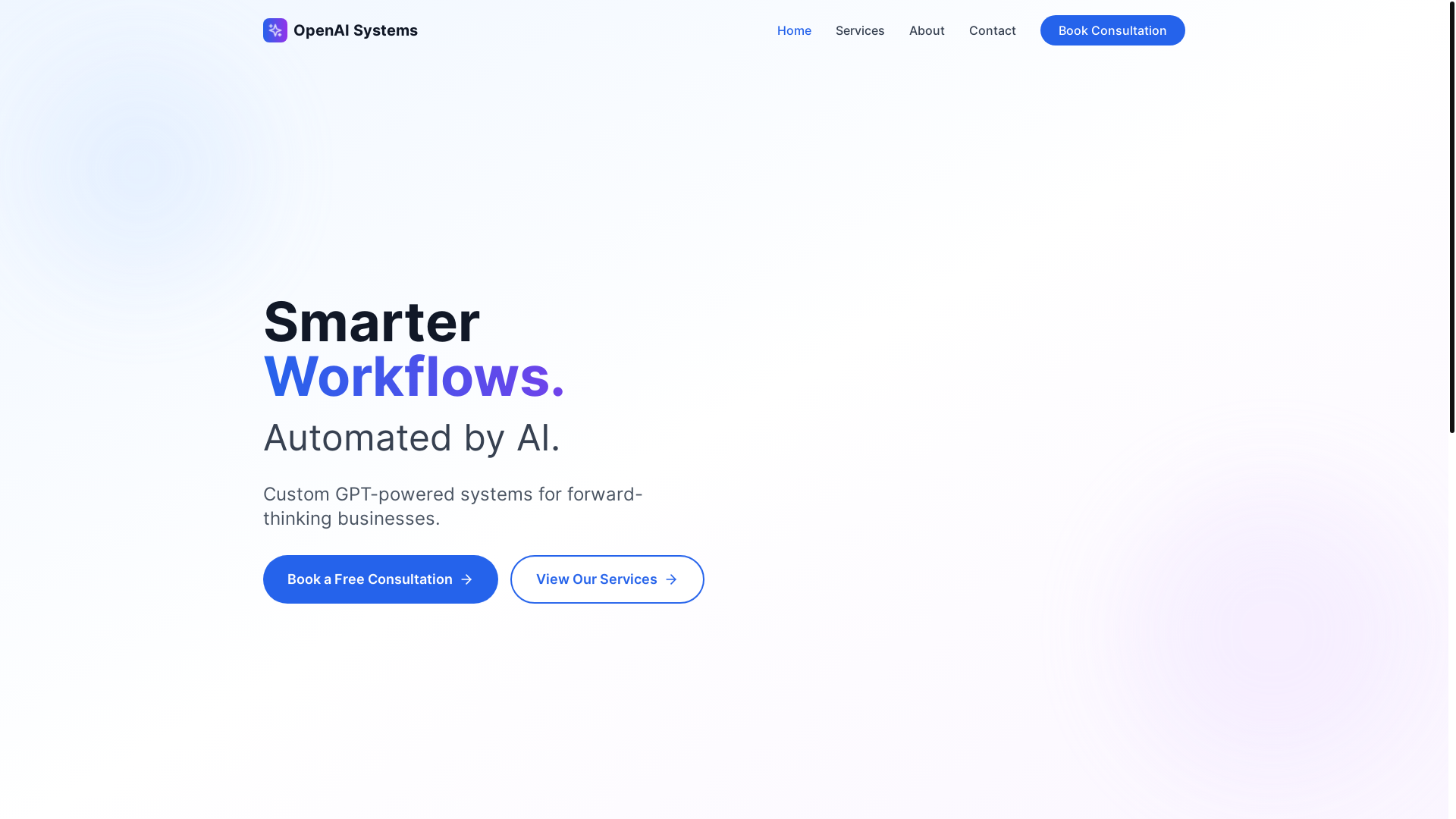 website screenshot of https://openaisystems.org/