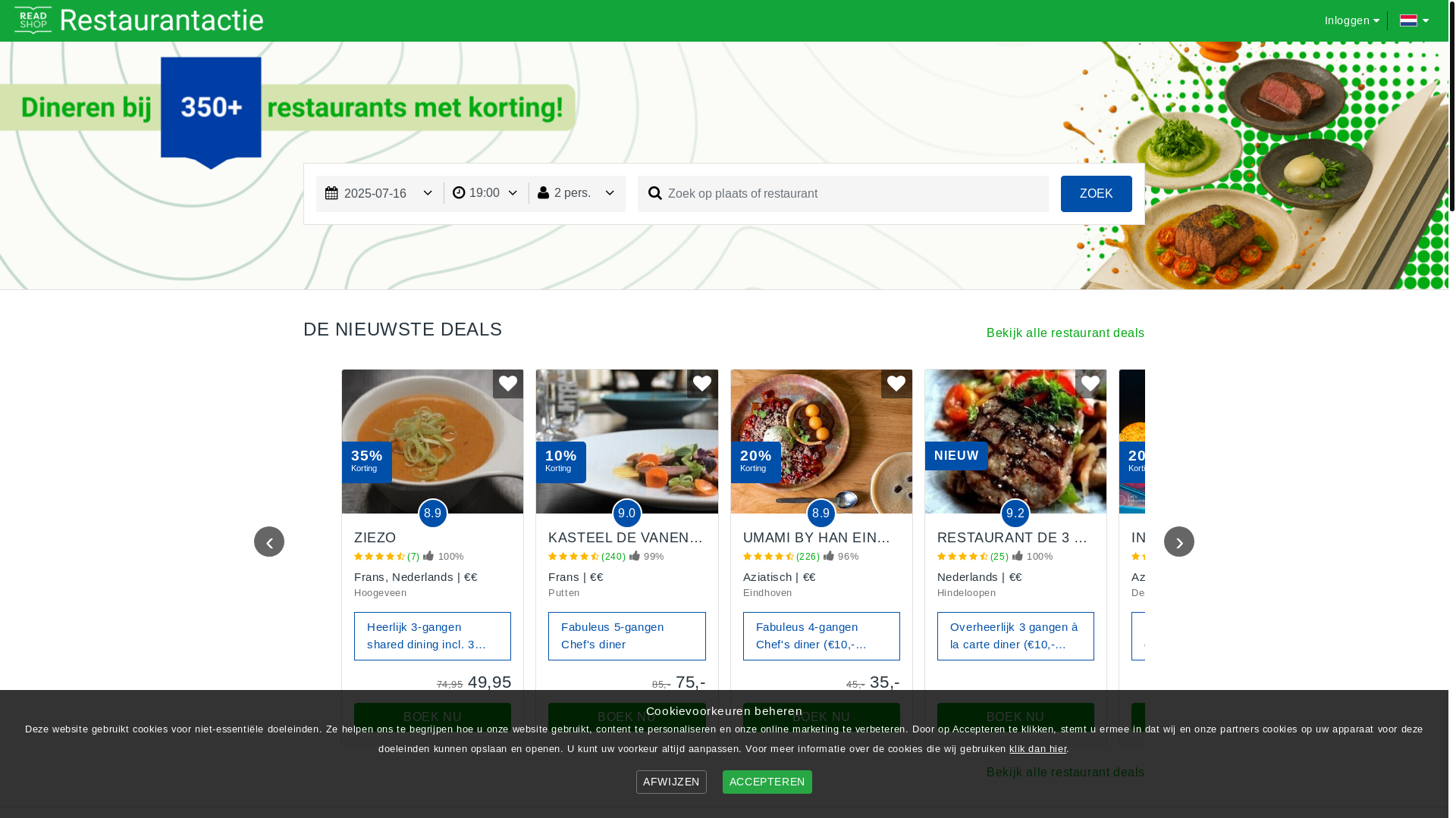 website screenshot of https://readshoprestaurantactie.nl/