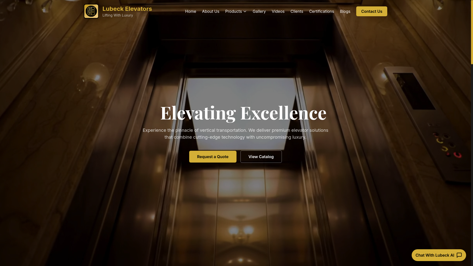 website screenshot of https://lubeck-elevators.pages.dev/