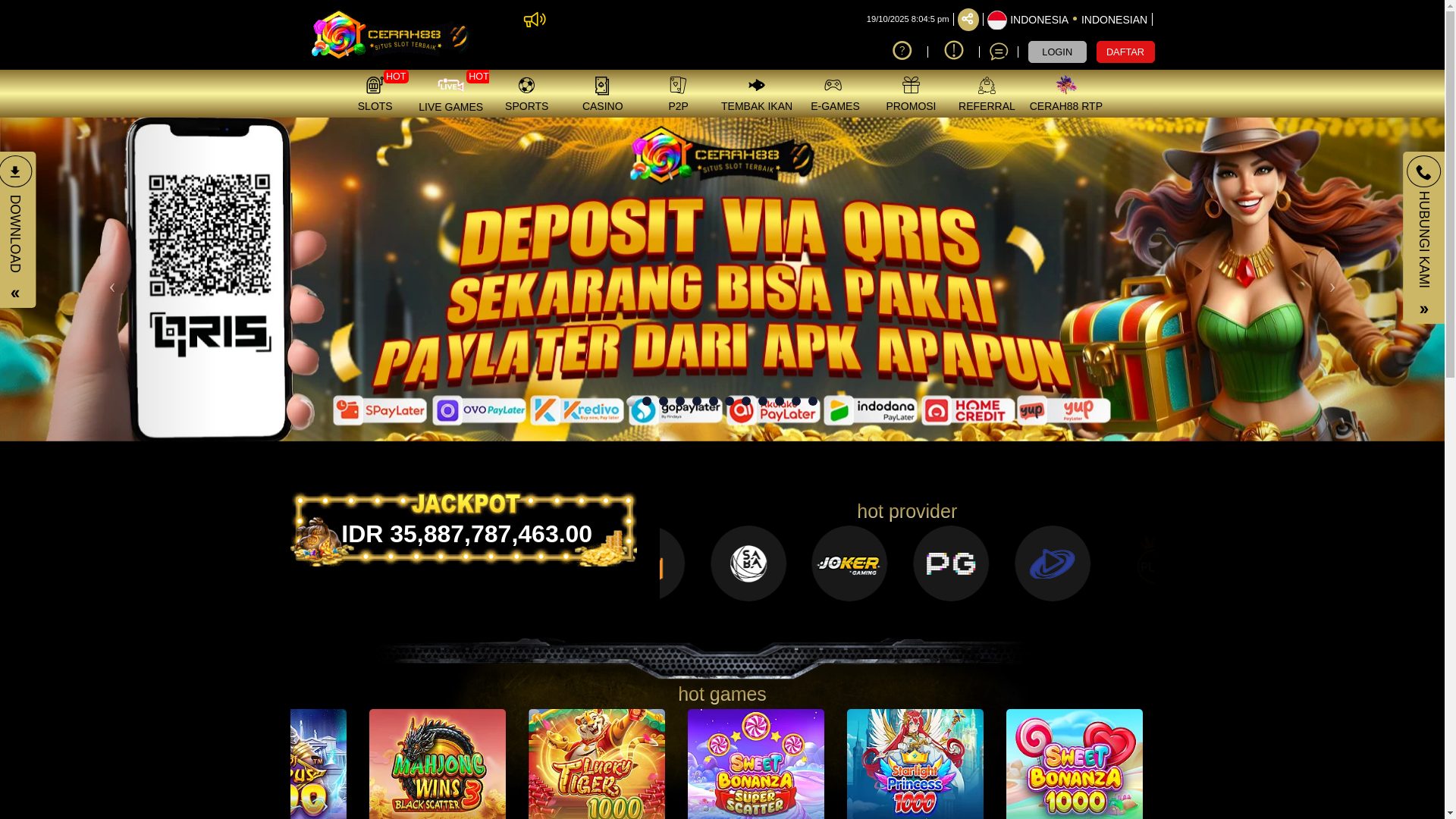 website screenshot of https://cerah88push.com/