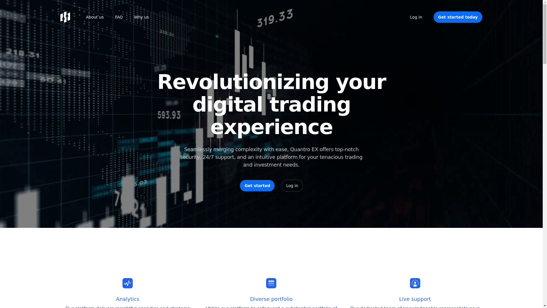website screenshot of https://quantroex-front.pages.dev/