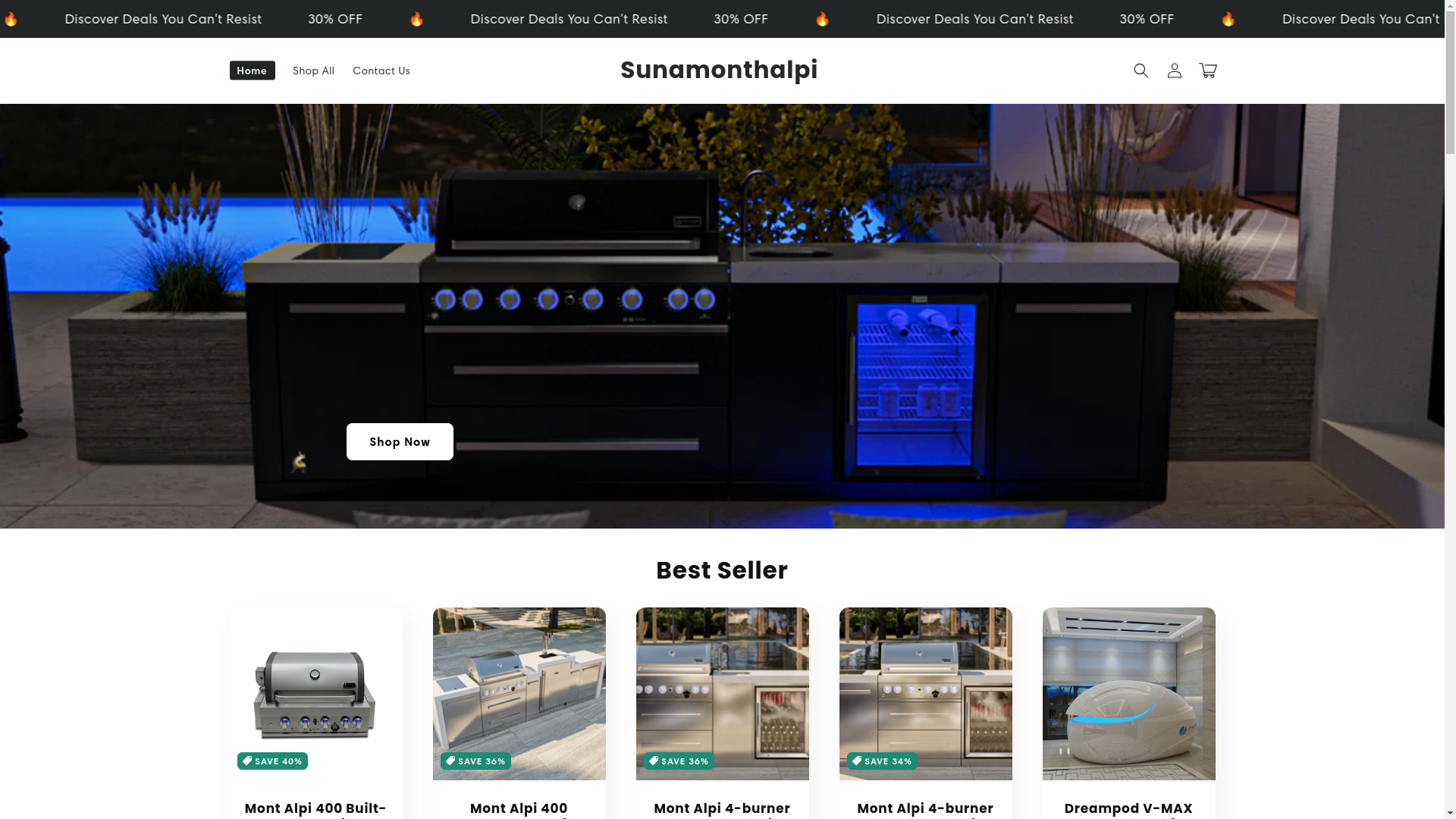 website screenshot of https://sunamonthalpie.shop/