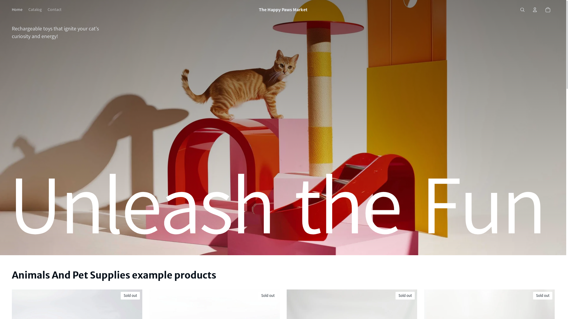 website screenshot of https://thehappypawsmarket.com/