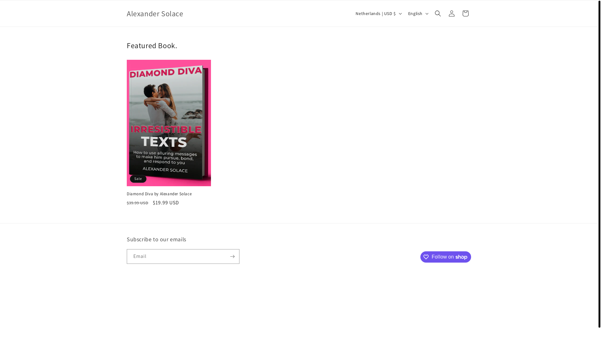 website screenshot of https://alexandersolacee.store/