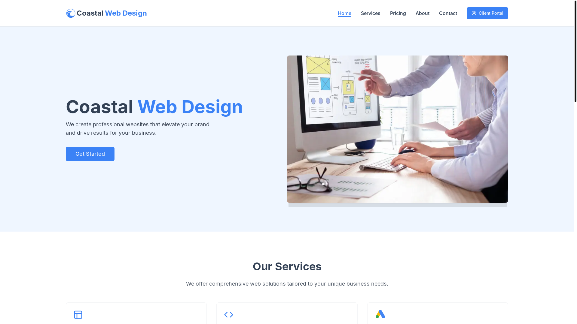 website screenshot of https://coastal-web-design-app.pages.dev/