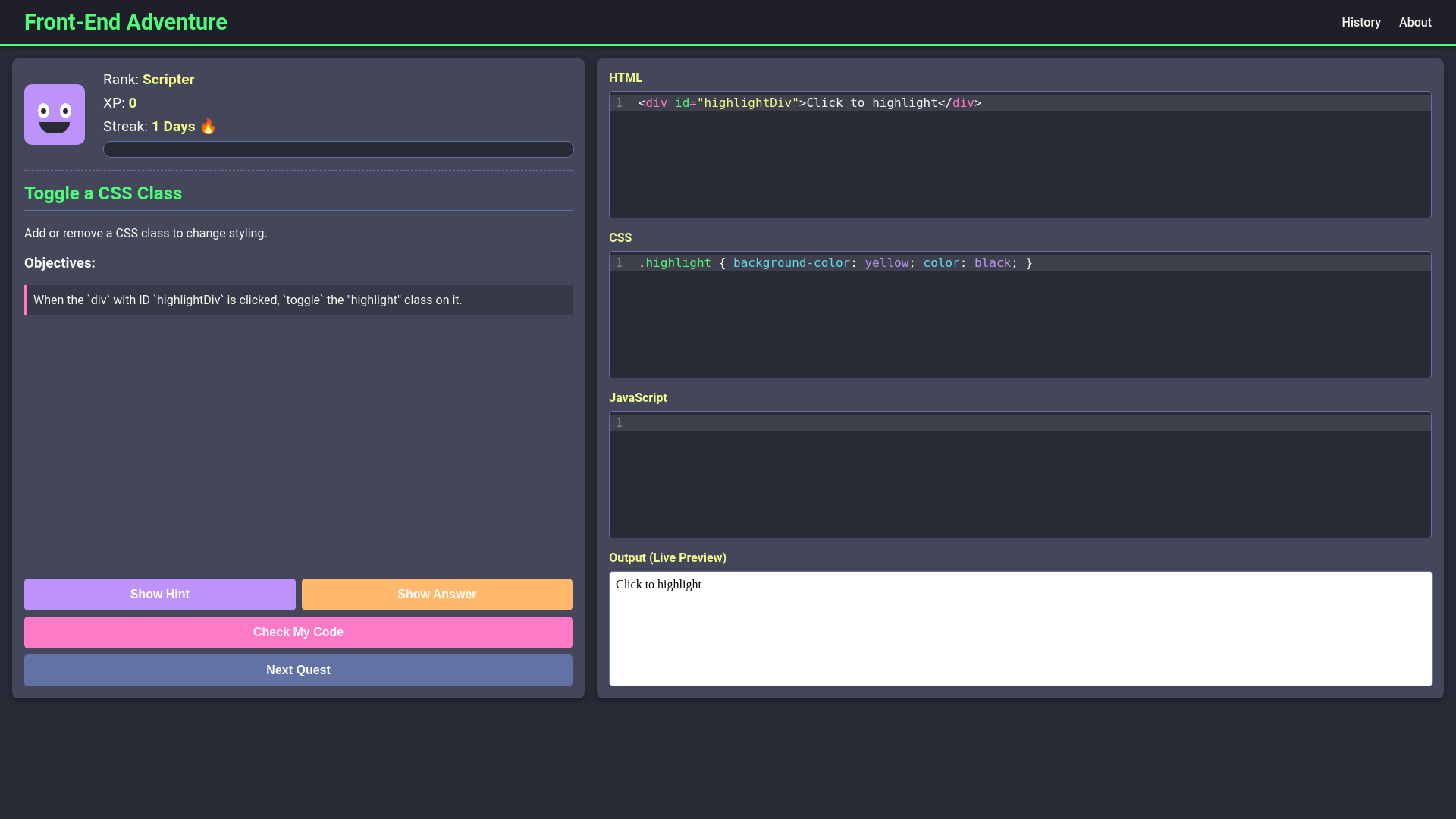website screenshot of https://saanvi-frontend-adventure.pages.dev/