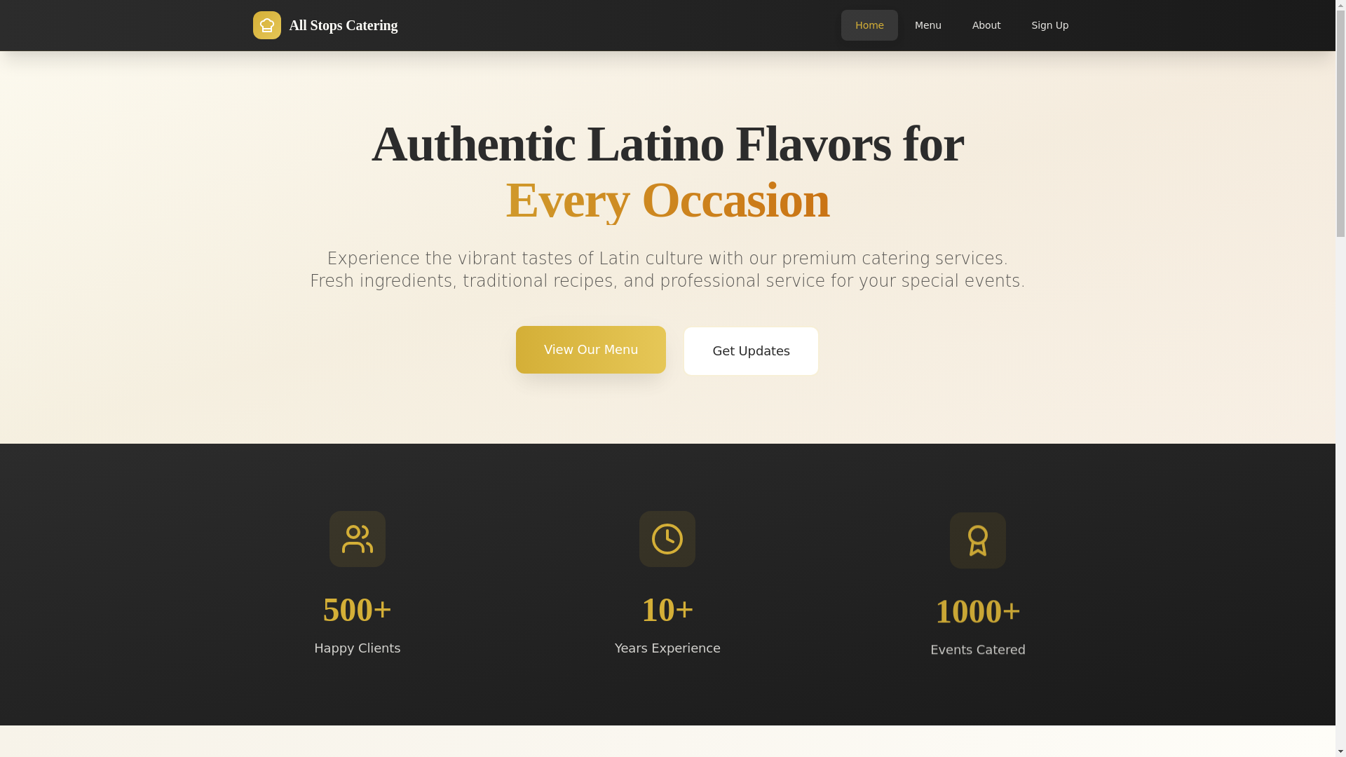 website screenshot of https://allstopscatering.com/