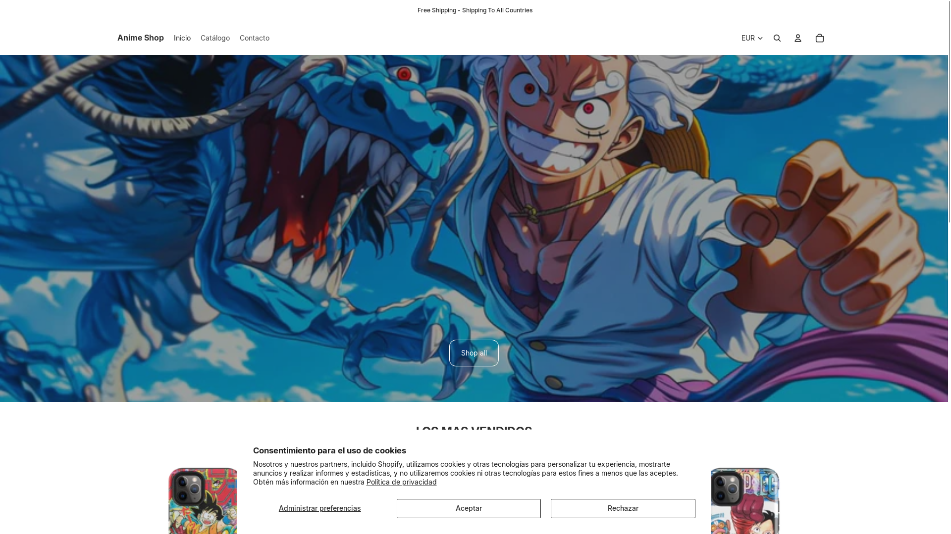 website screenshot of https://shopshinra.com/