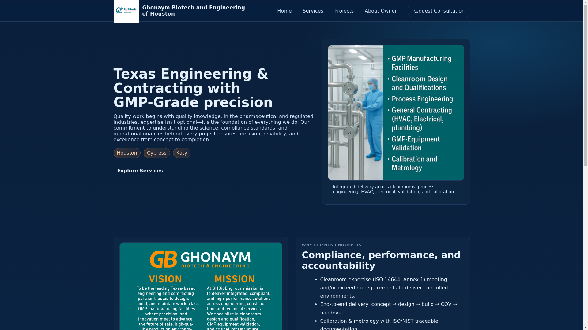 website screenshot of https://ghonaymengineering.com/