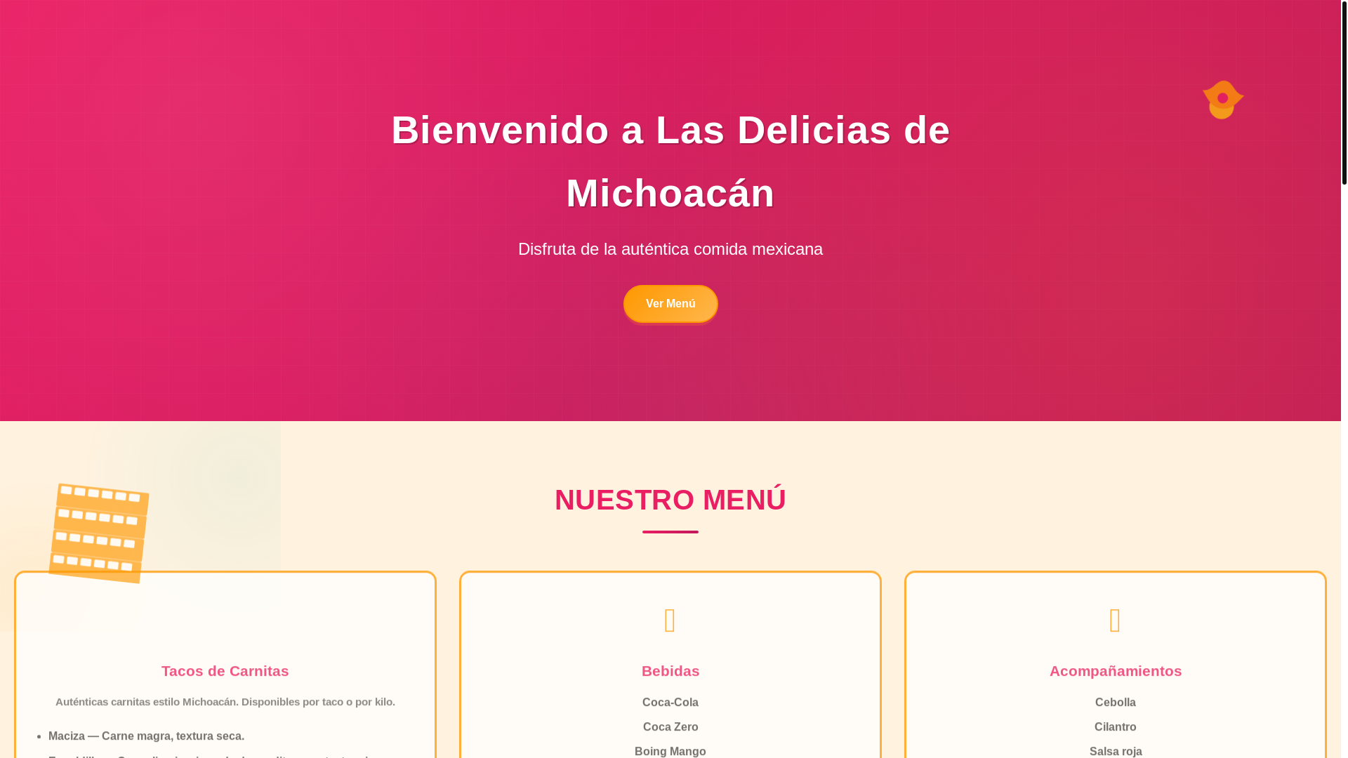 website screenshot of https://lasdeliciasdemichoacan.mx/