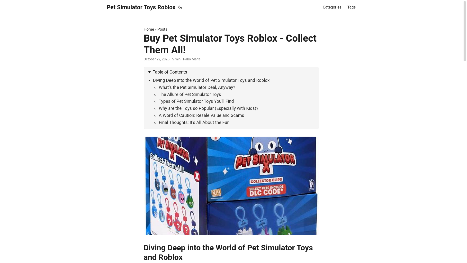 website screenshot of https://pet-simulator-toys-roblox.pages.dev/