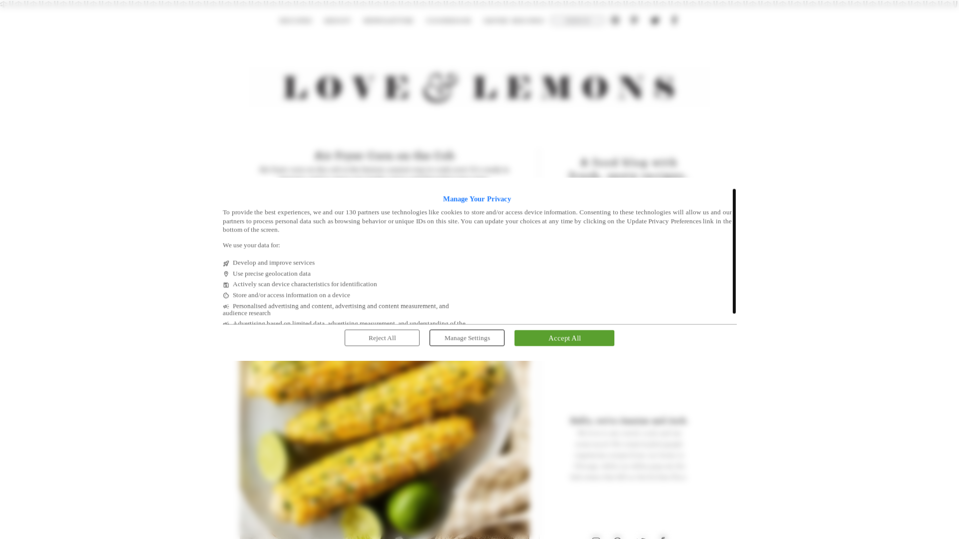 website screenshot of https://loveandlemons.com/