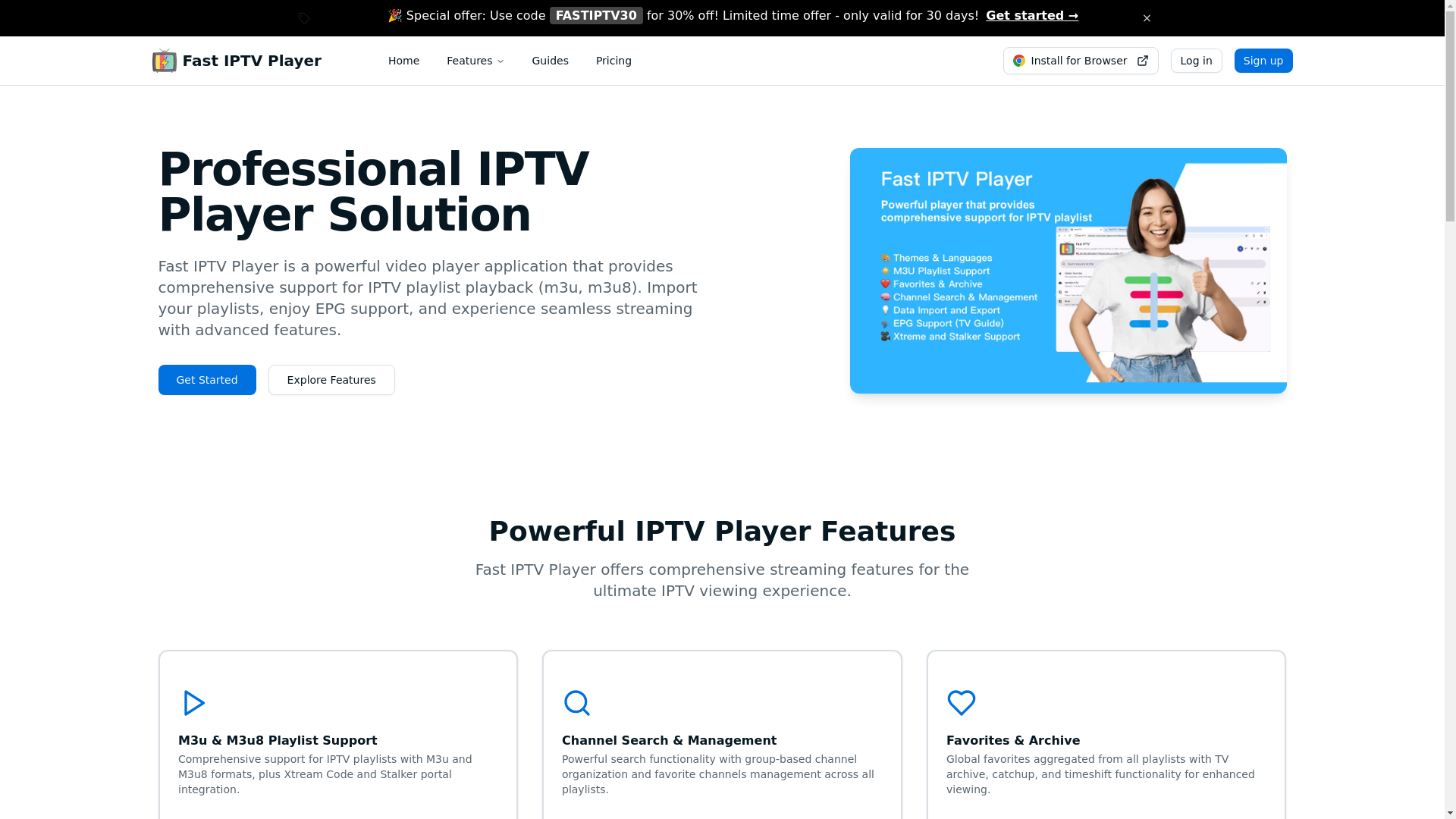website screenshot of https://fast-iptv-player.com/