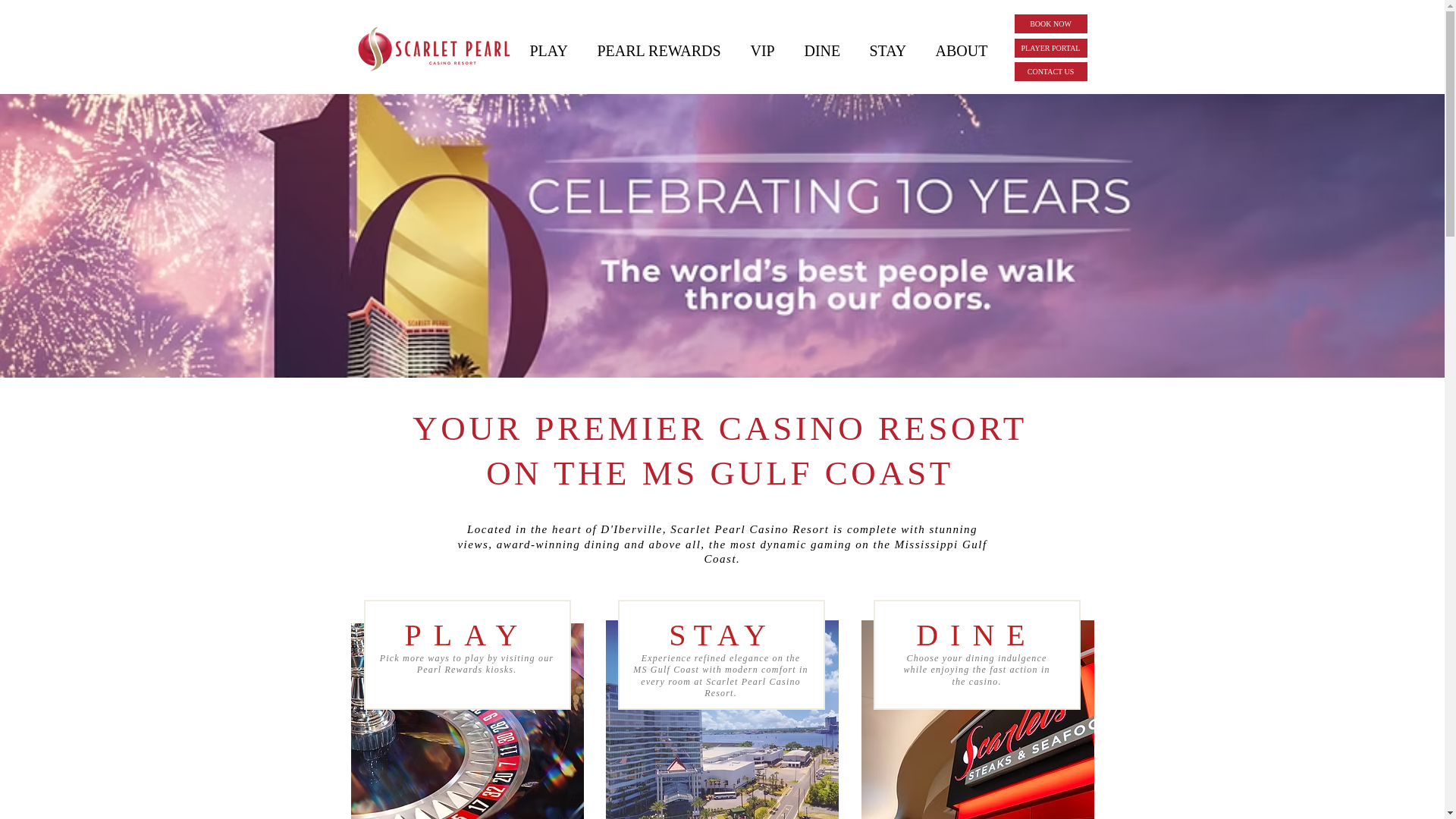 website screenshot of https://scarletpearlscasino.com/