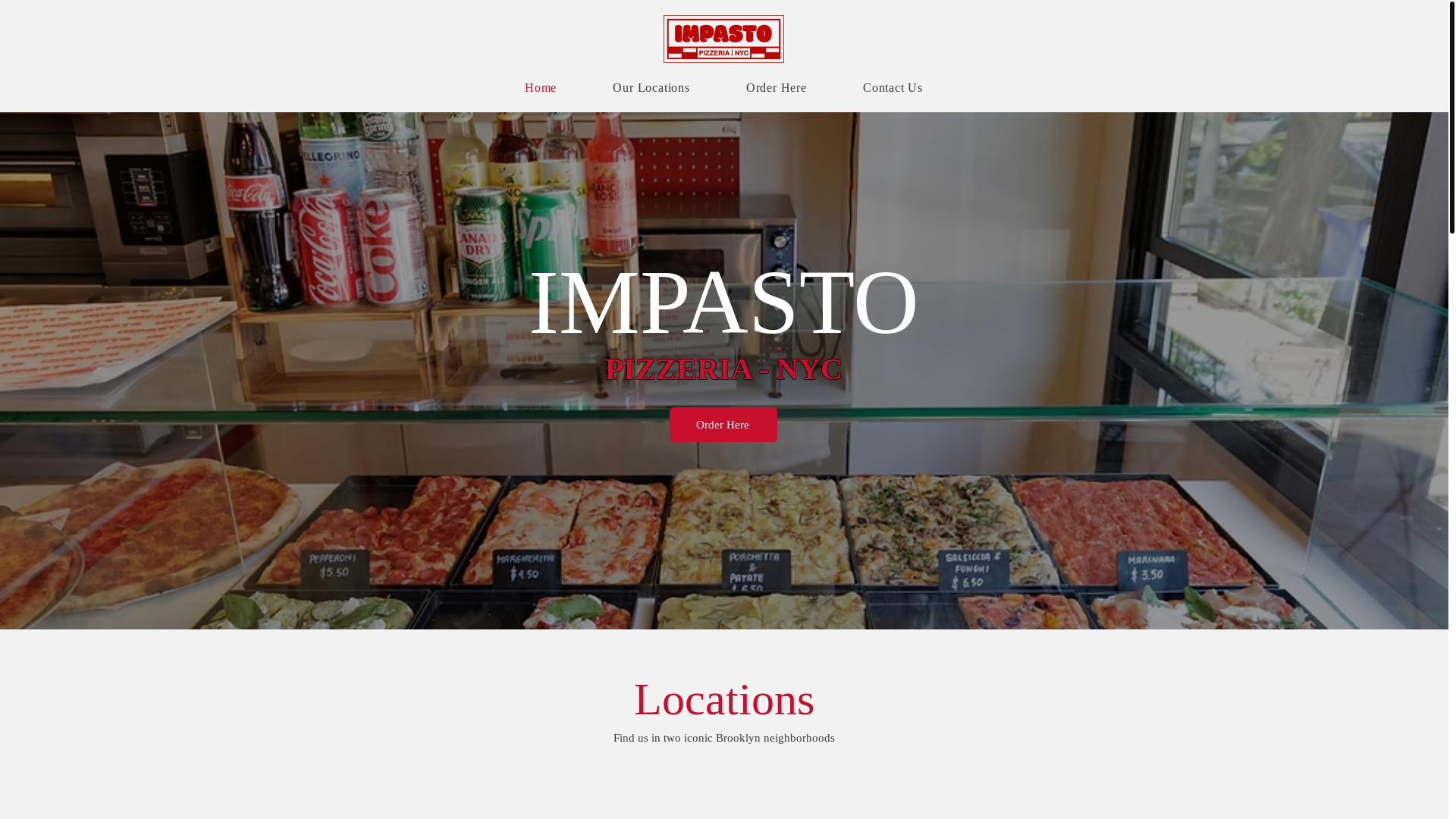 website screenshot of https://impastopizzanyc.com/