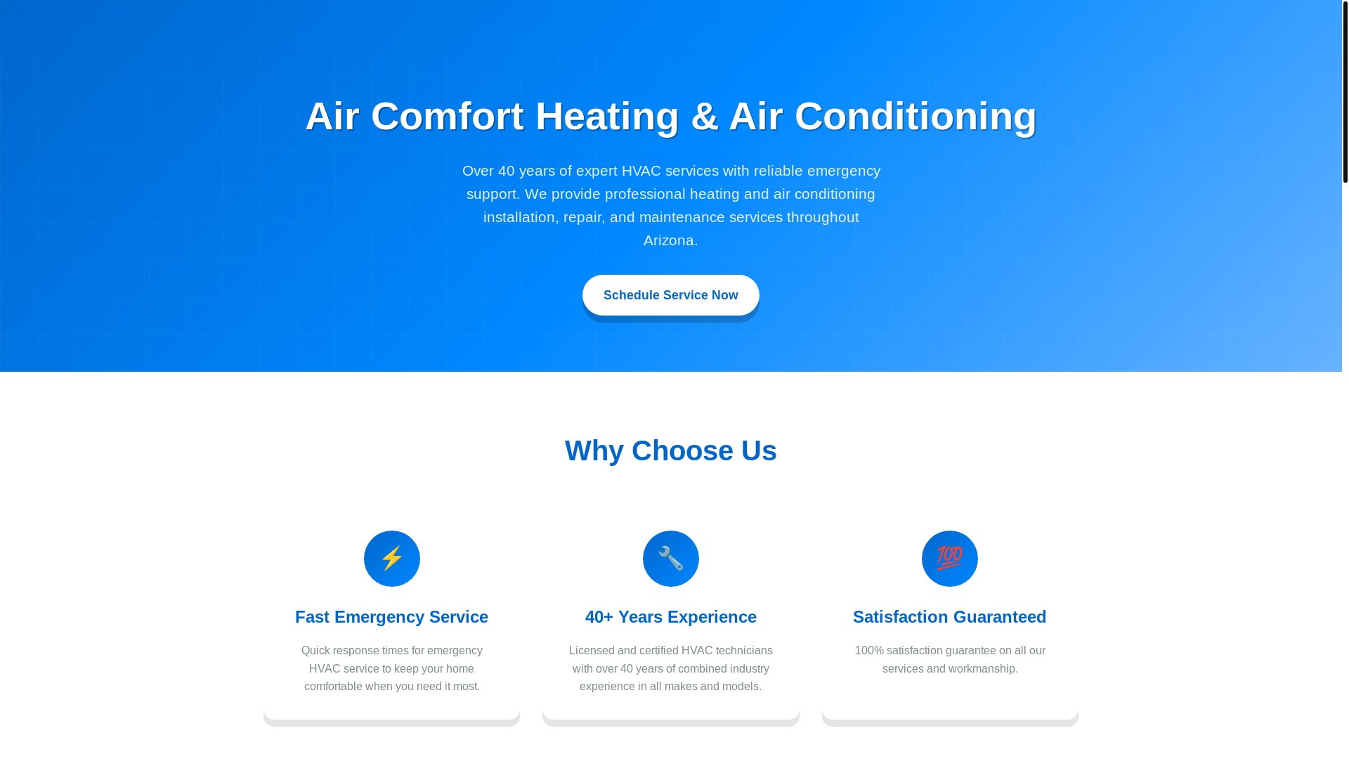 website screenshot of https://air-comfort-heating-and-ac.com/