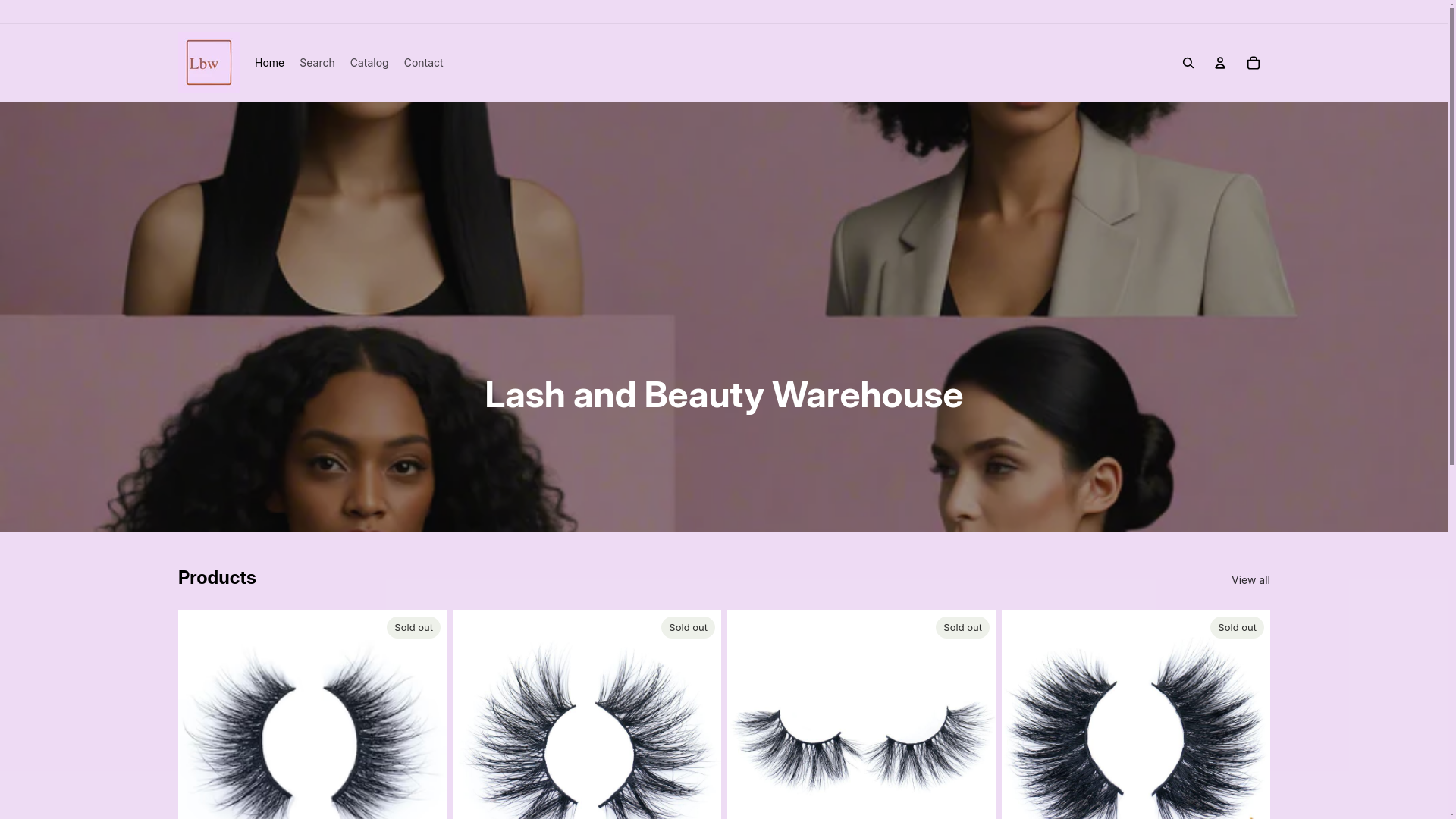 website screenshot of https://lashandbeautywarehouse.com/