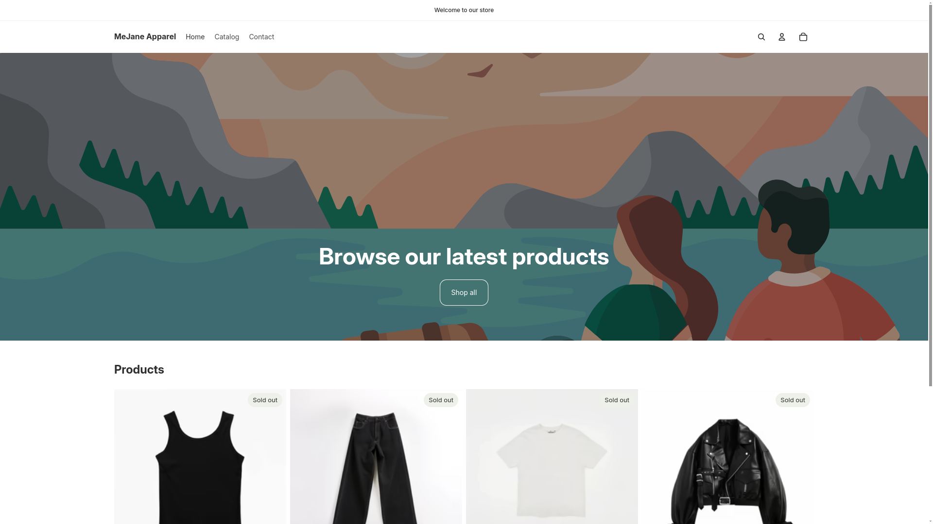 website screenshot of https://mejaneapparel.com/